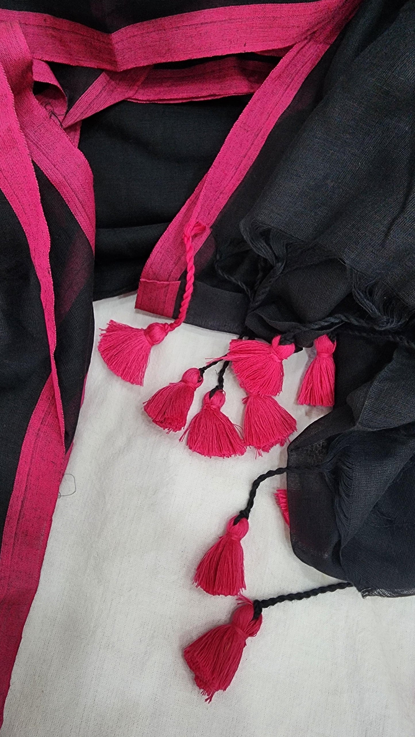 Black mulmul cotton saree