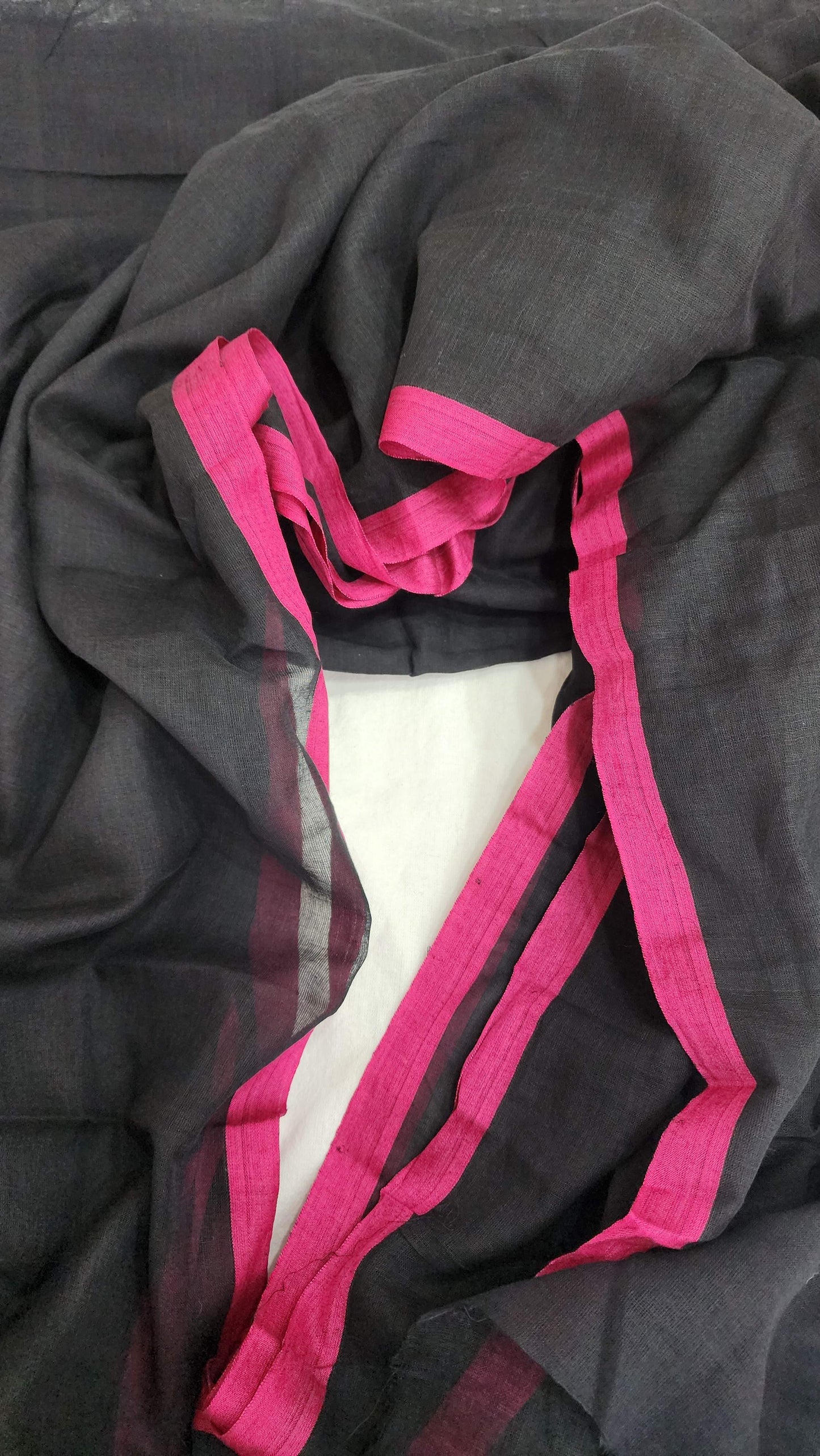 Black mulmul cotton saree