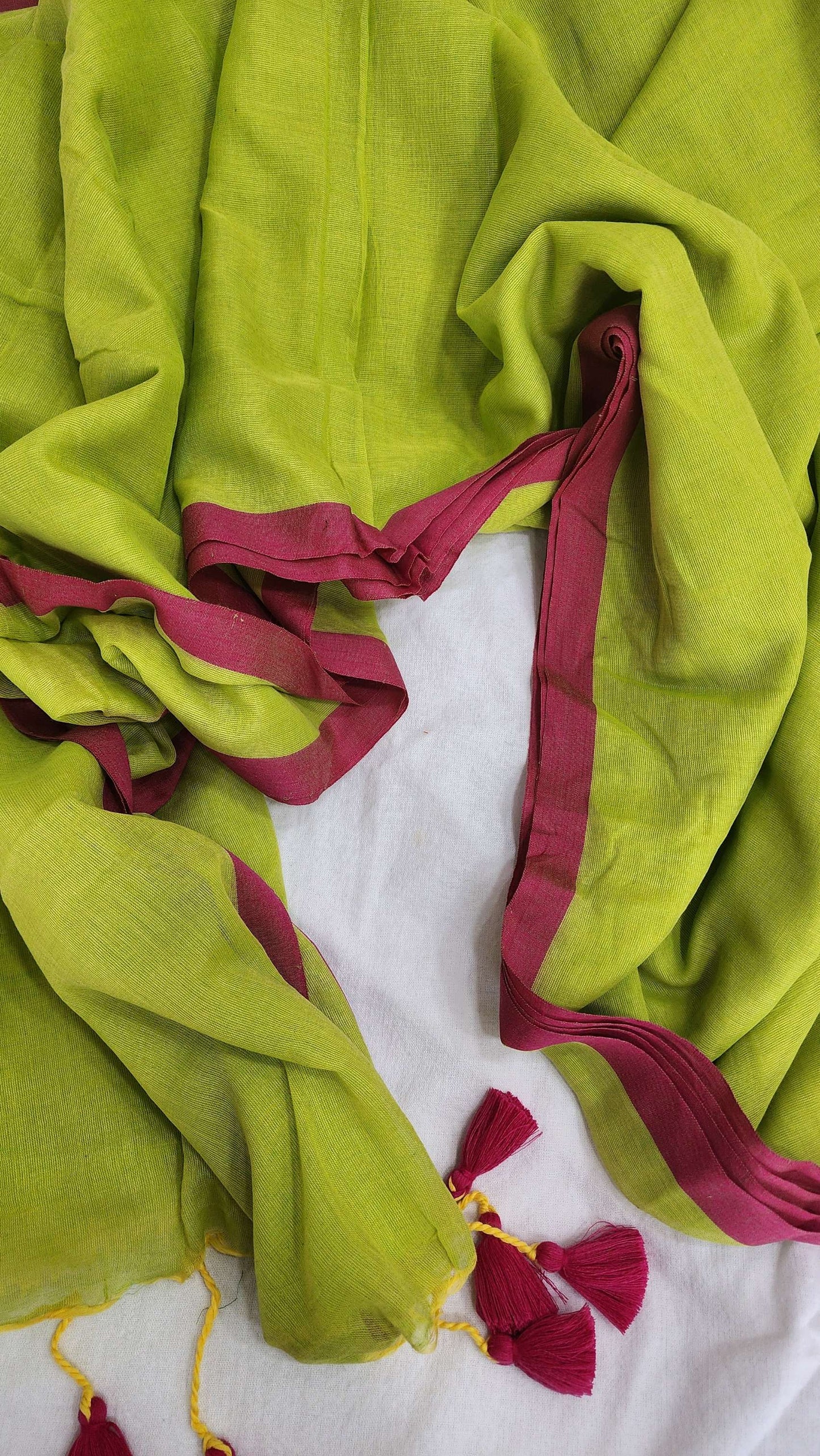 Green mulmul cotton saree