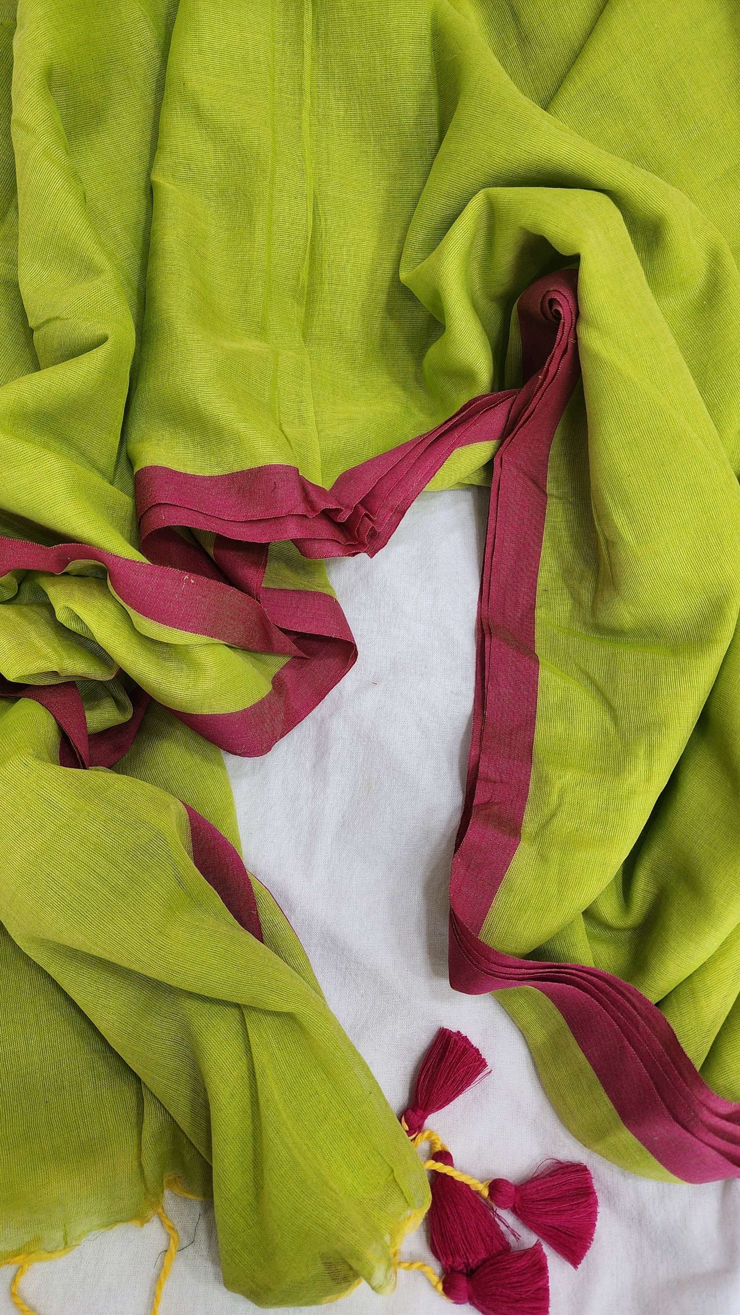 Green mulmul cotton saree