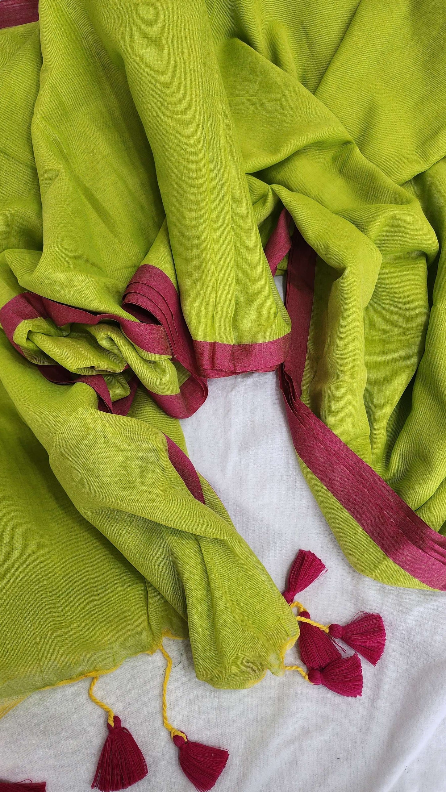 Green mulmul cotton saree