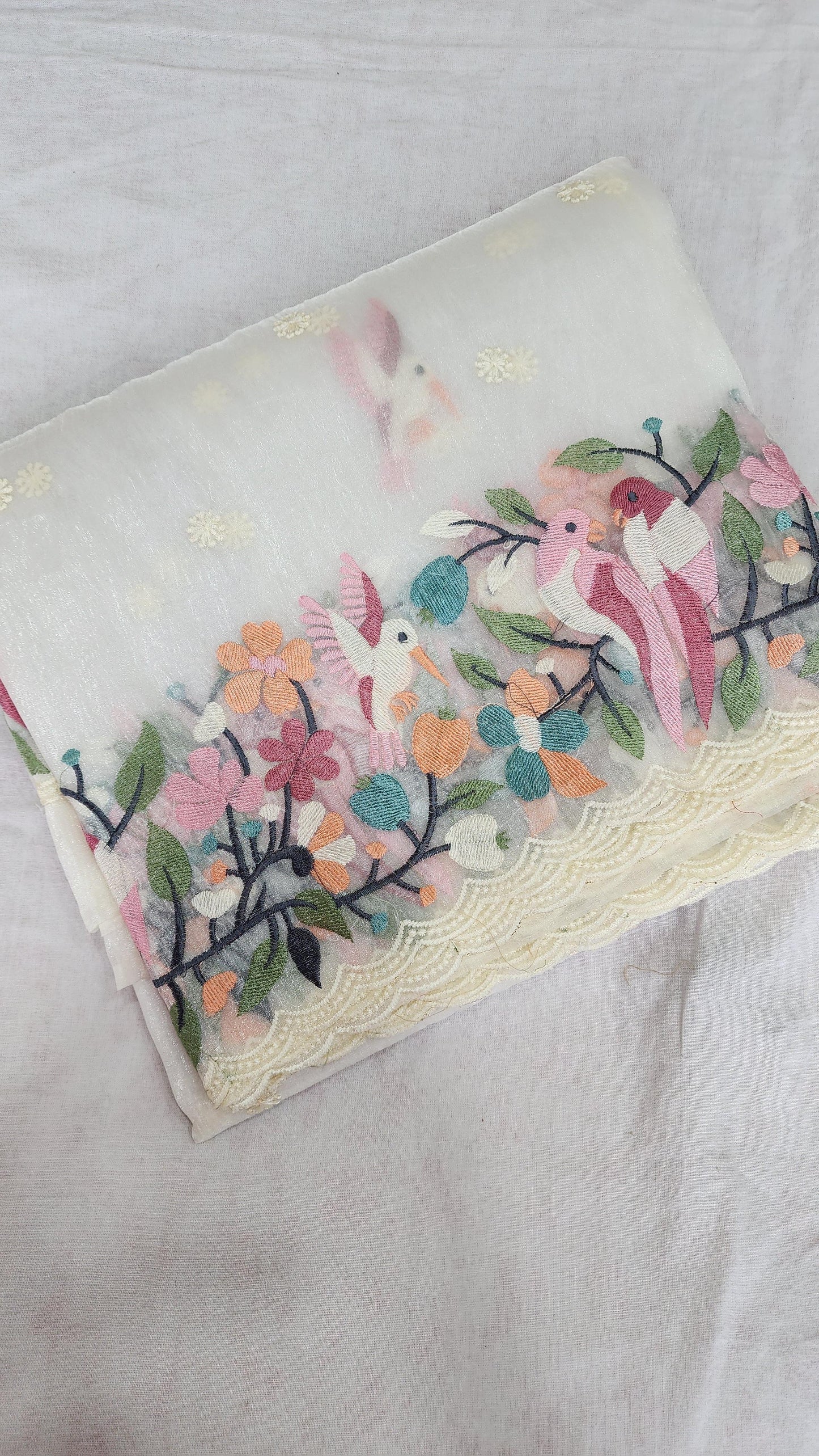White Glass Tissue Saree