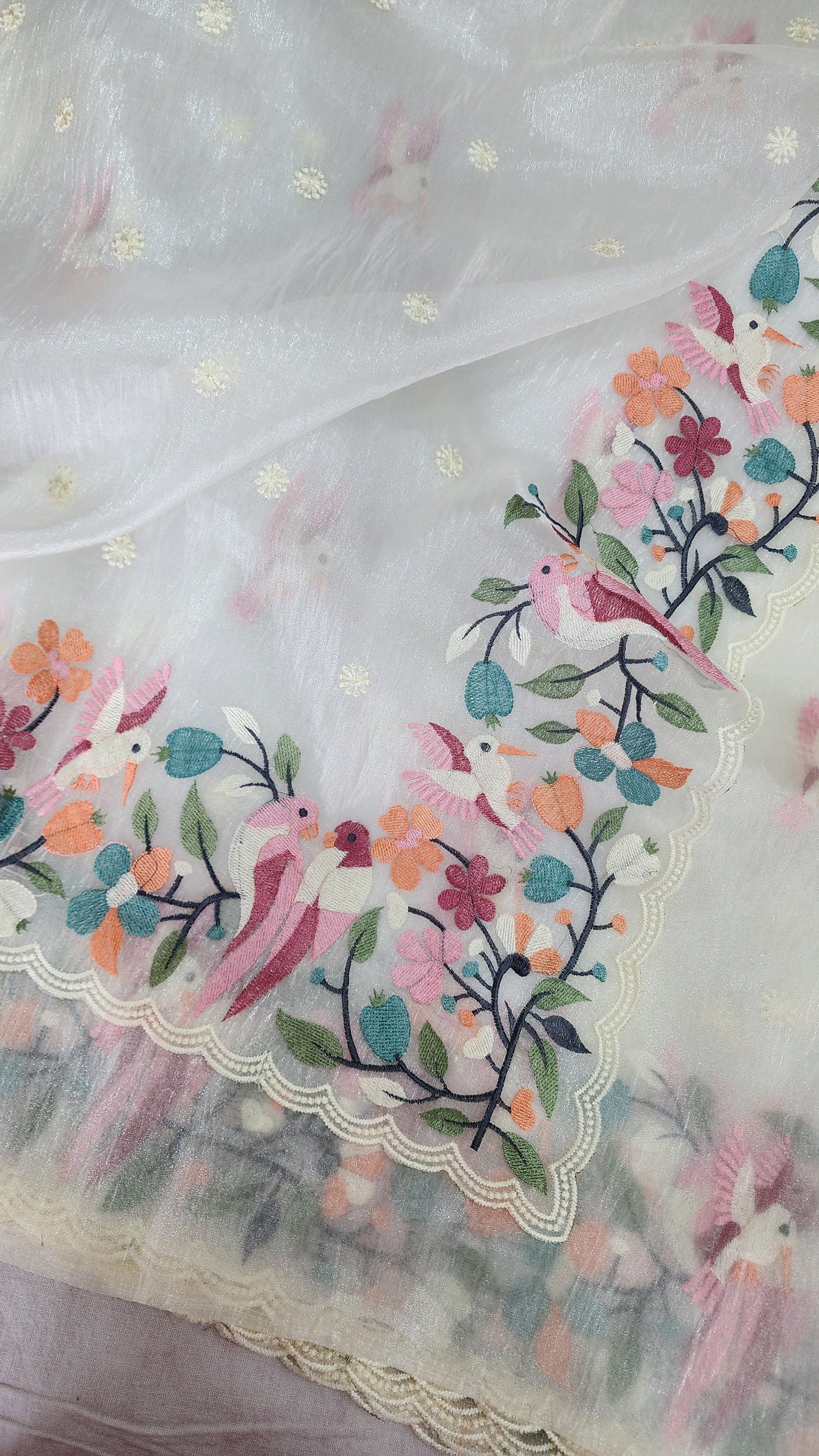 White Glass Tissue Saree