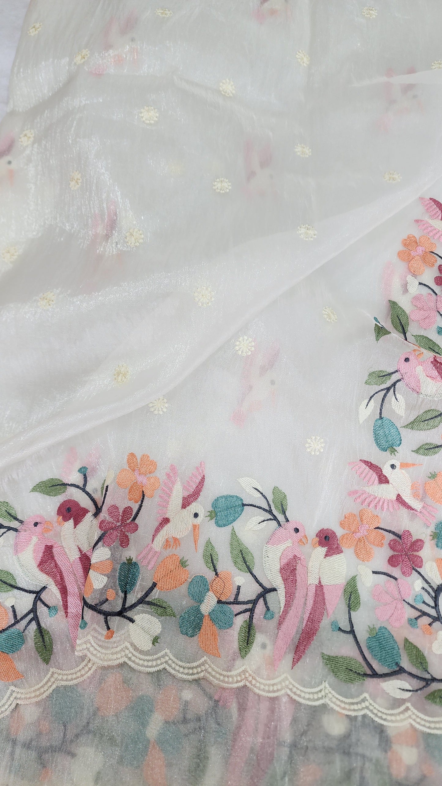 White Glass Tissue Saree