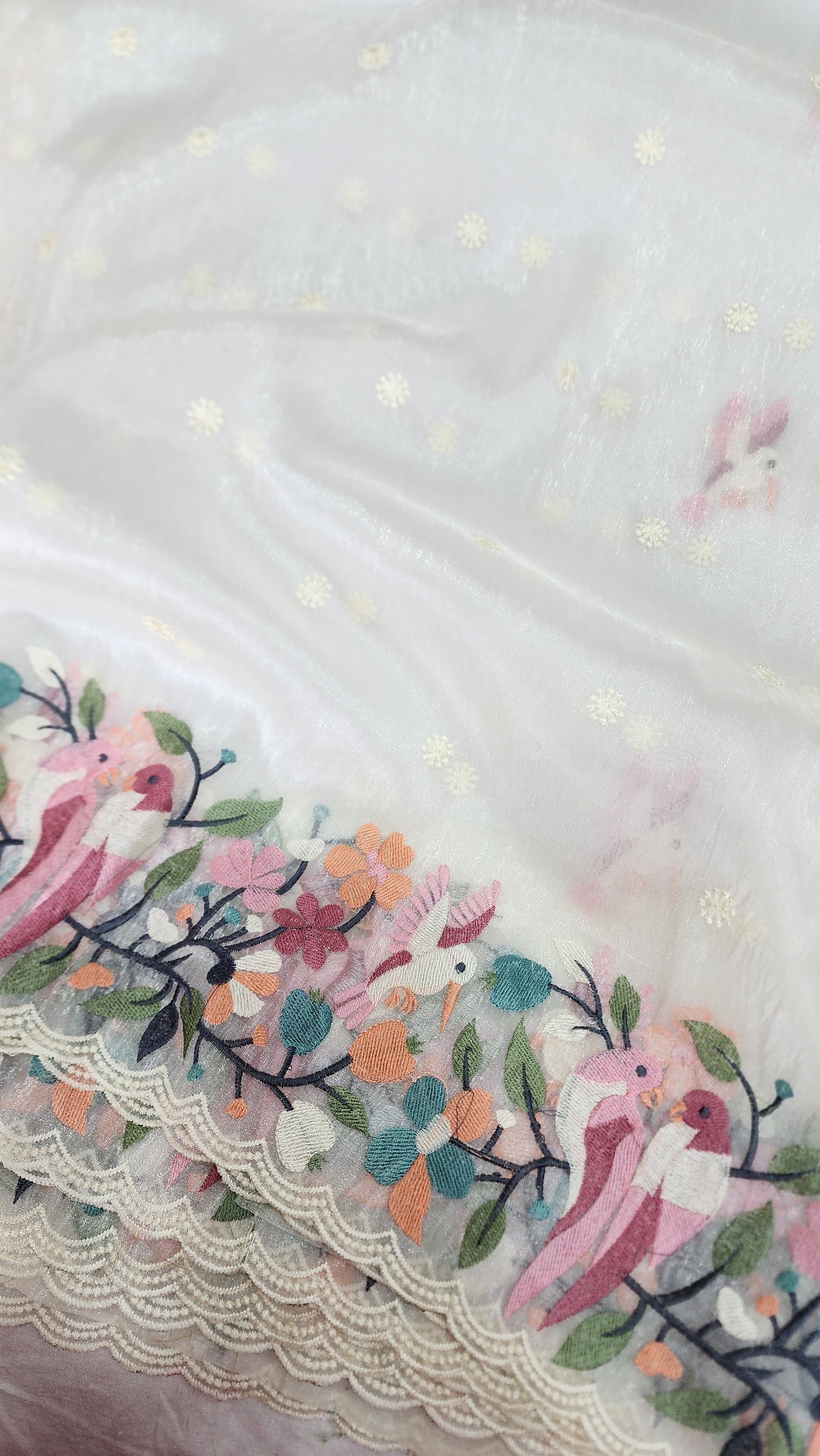 White Glass Tissue Saree