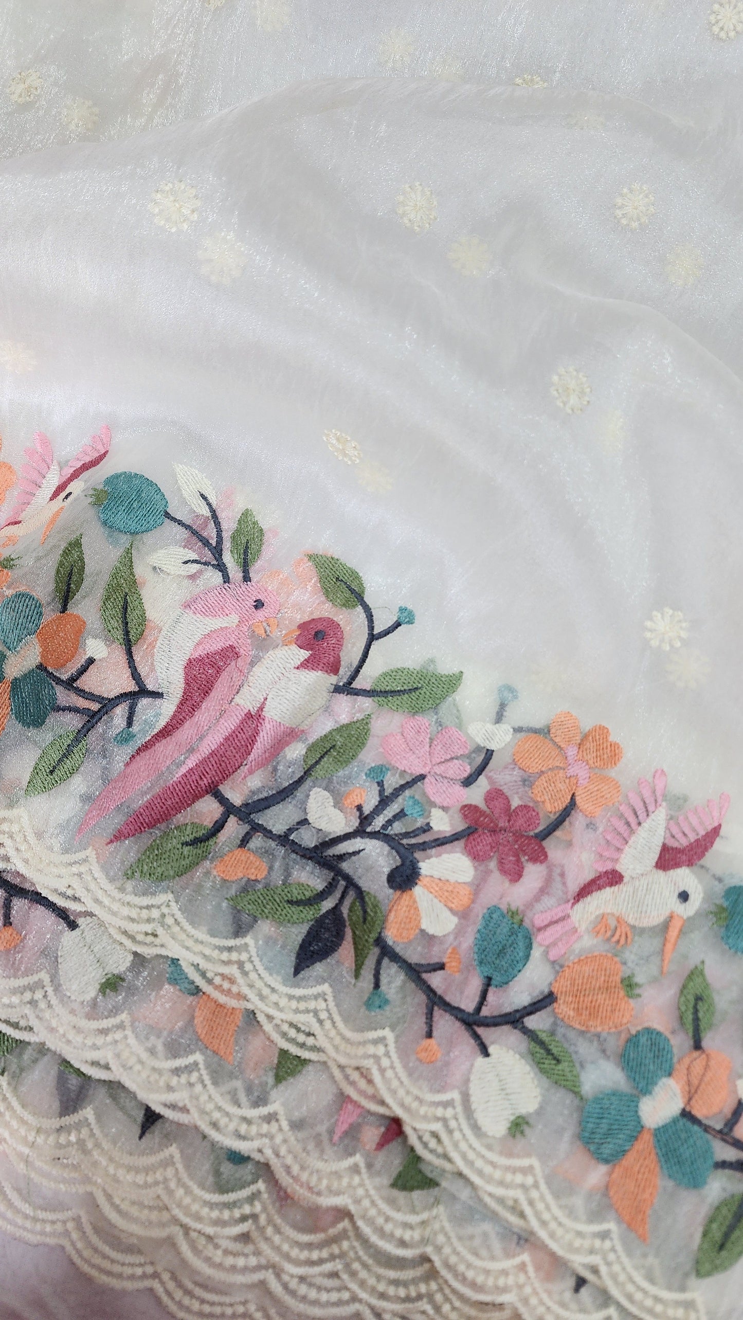 White Glass Tissue Saree