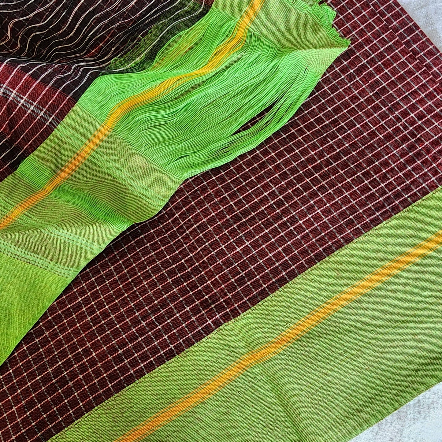 Maroon patteda anchu cotton saree