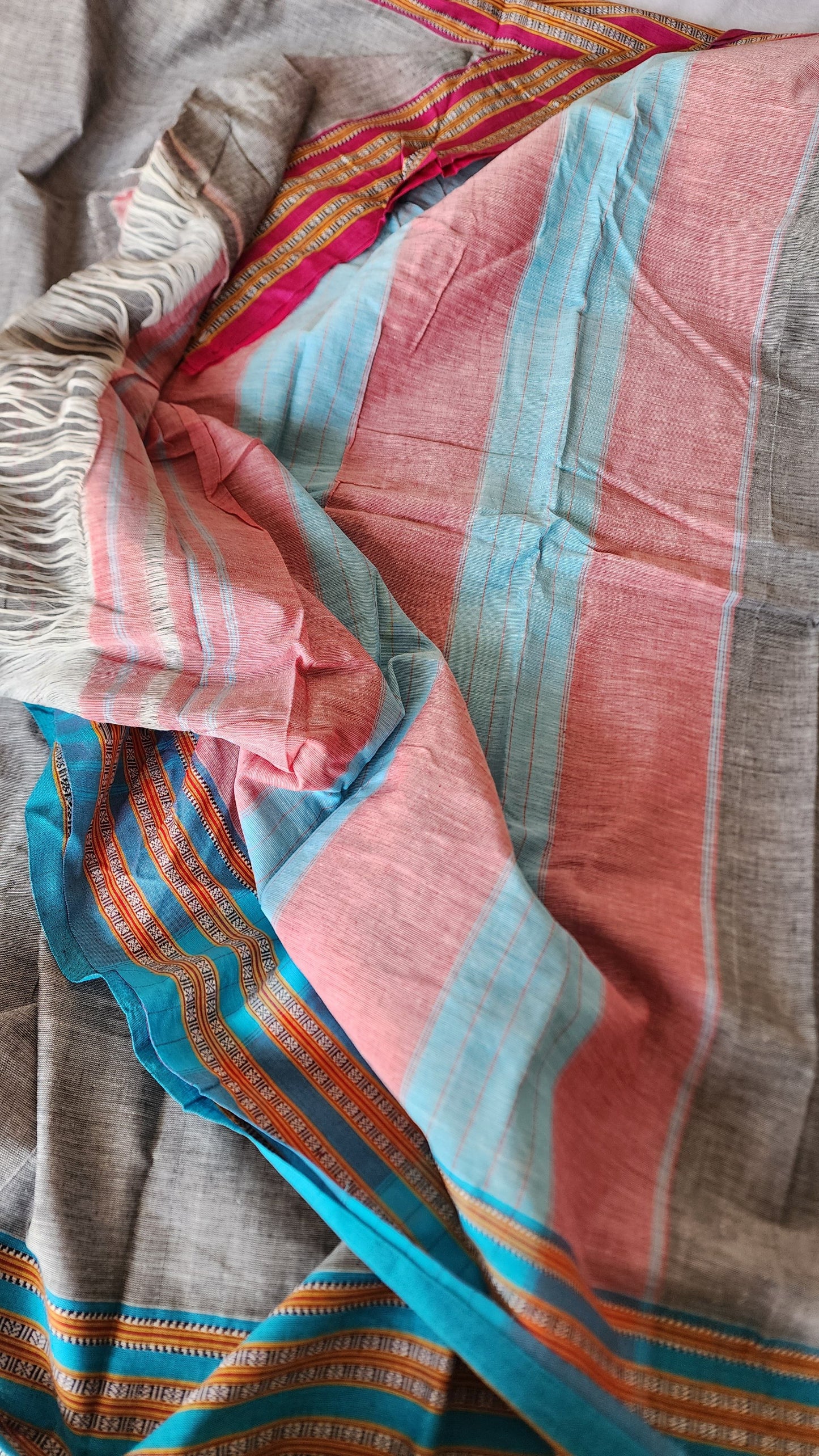 Grey ilkal cotton saree