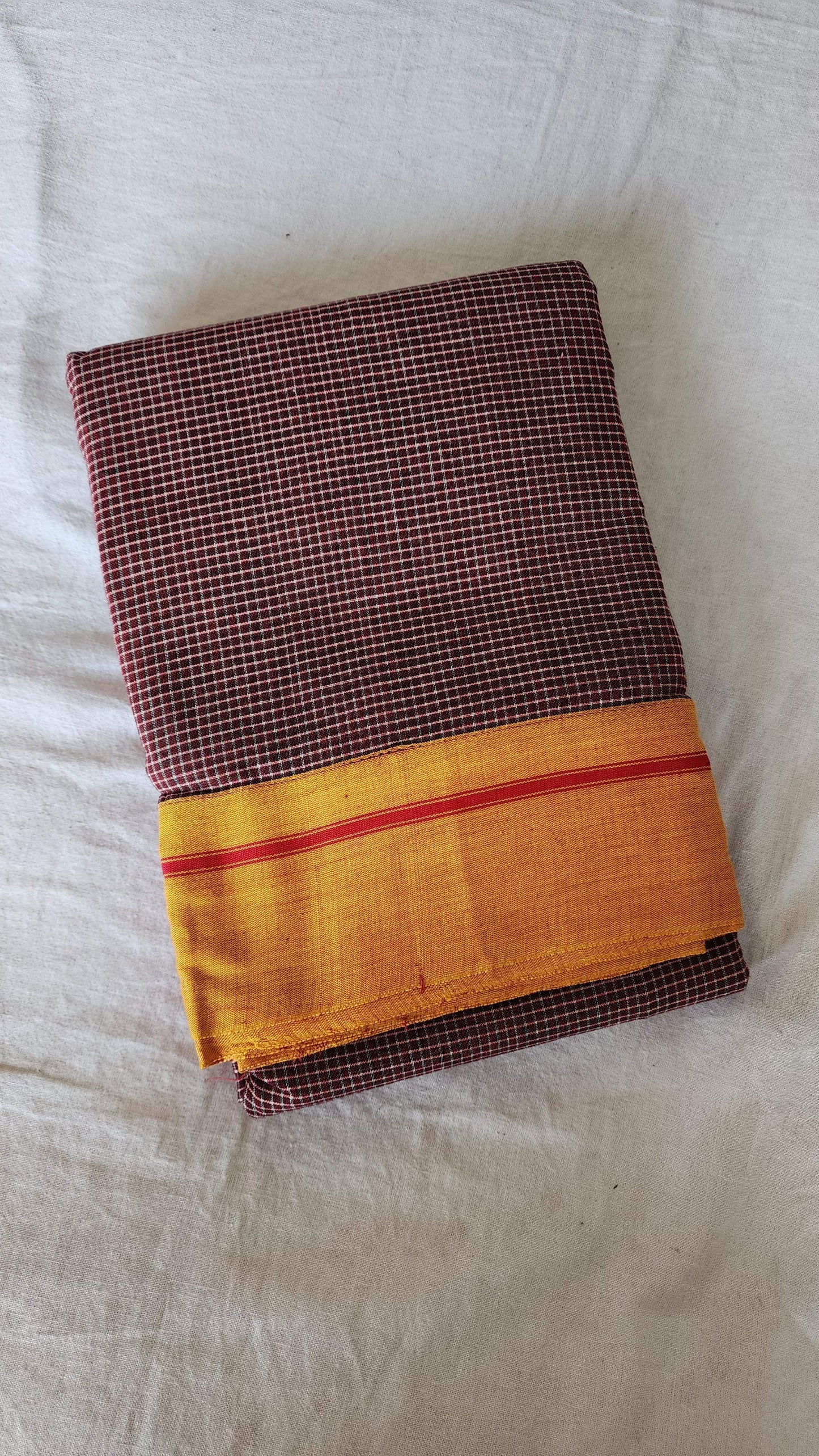 Maroon patteda anchu cotton saree