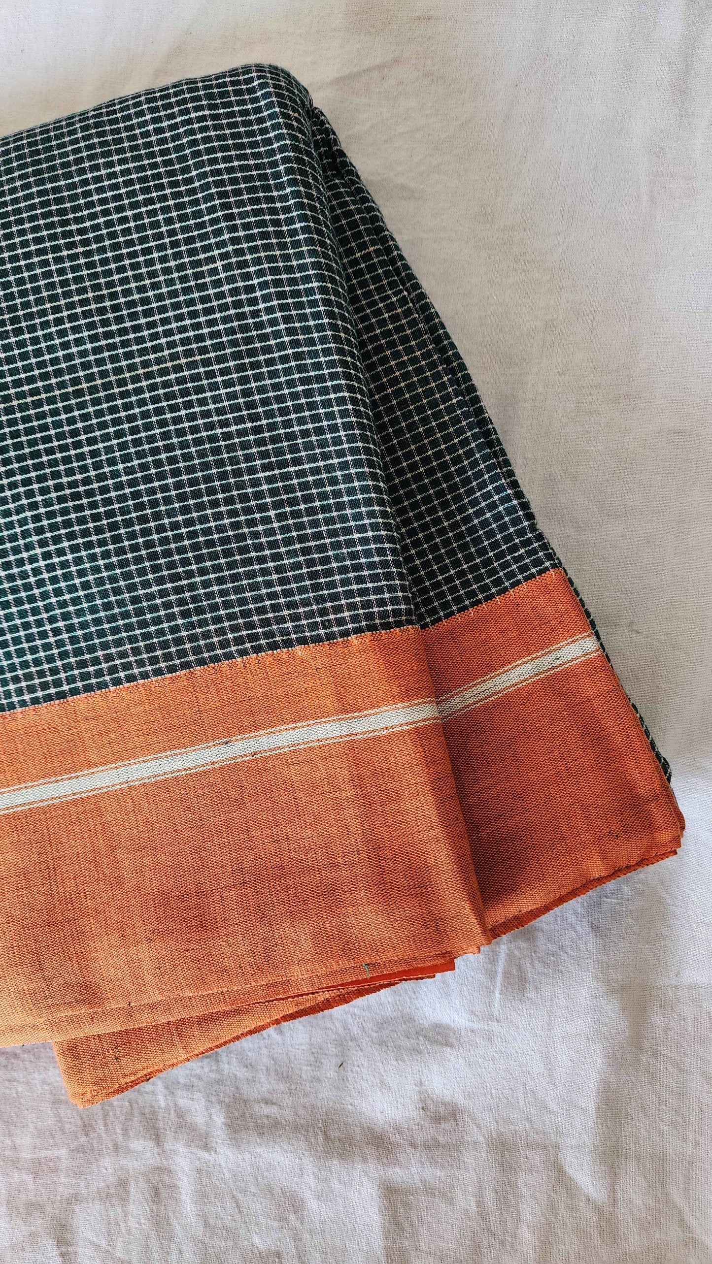 Green patteda anchu cotton saree