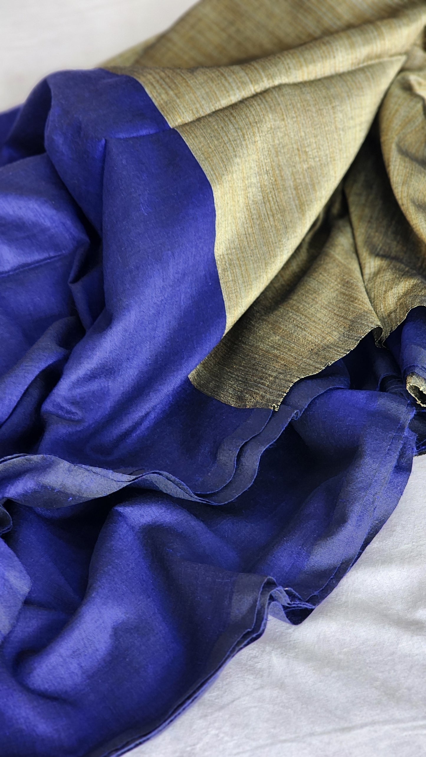 Blue Khadi cotton saree