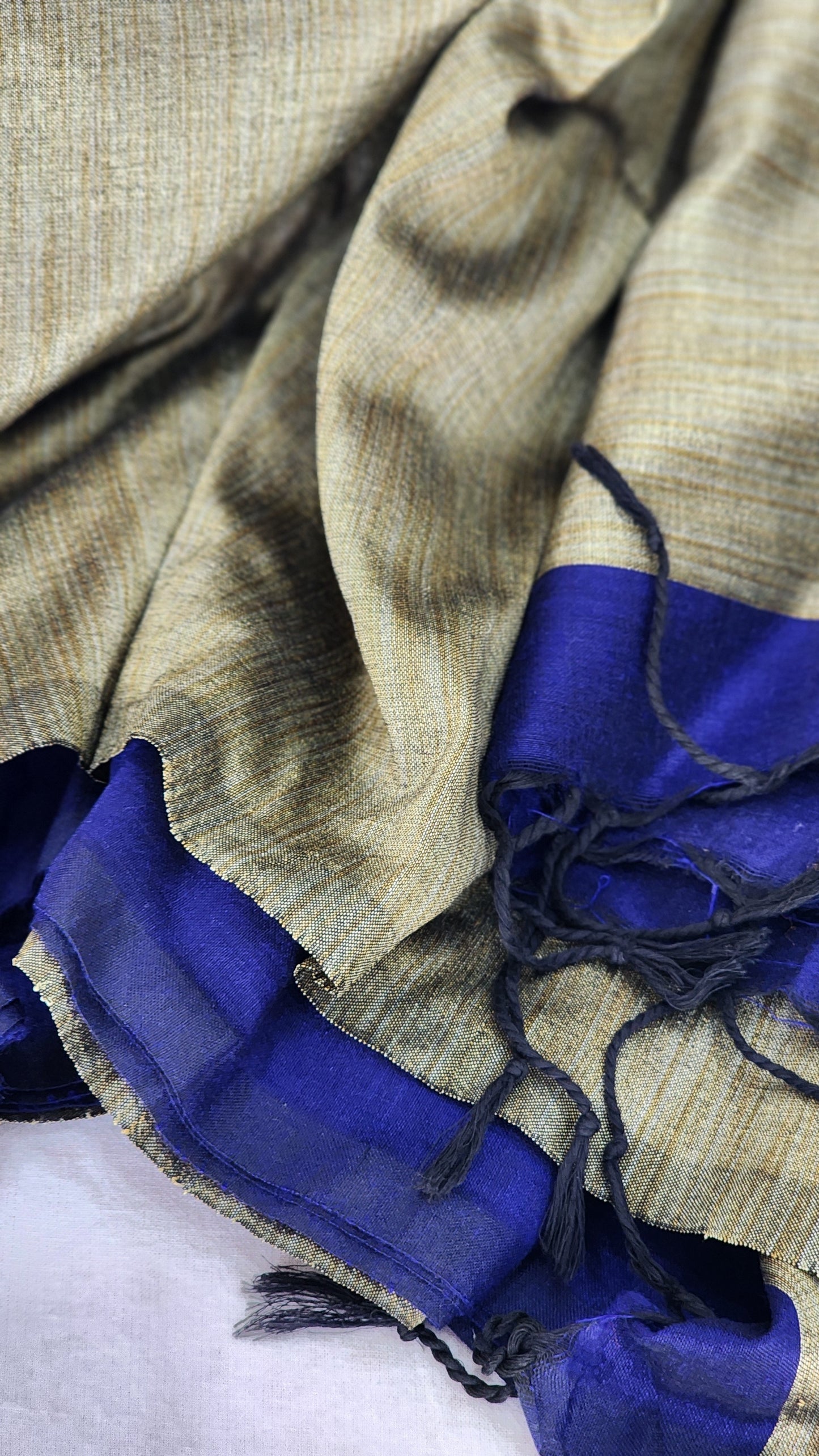 Blue Khadi cotton saree