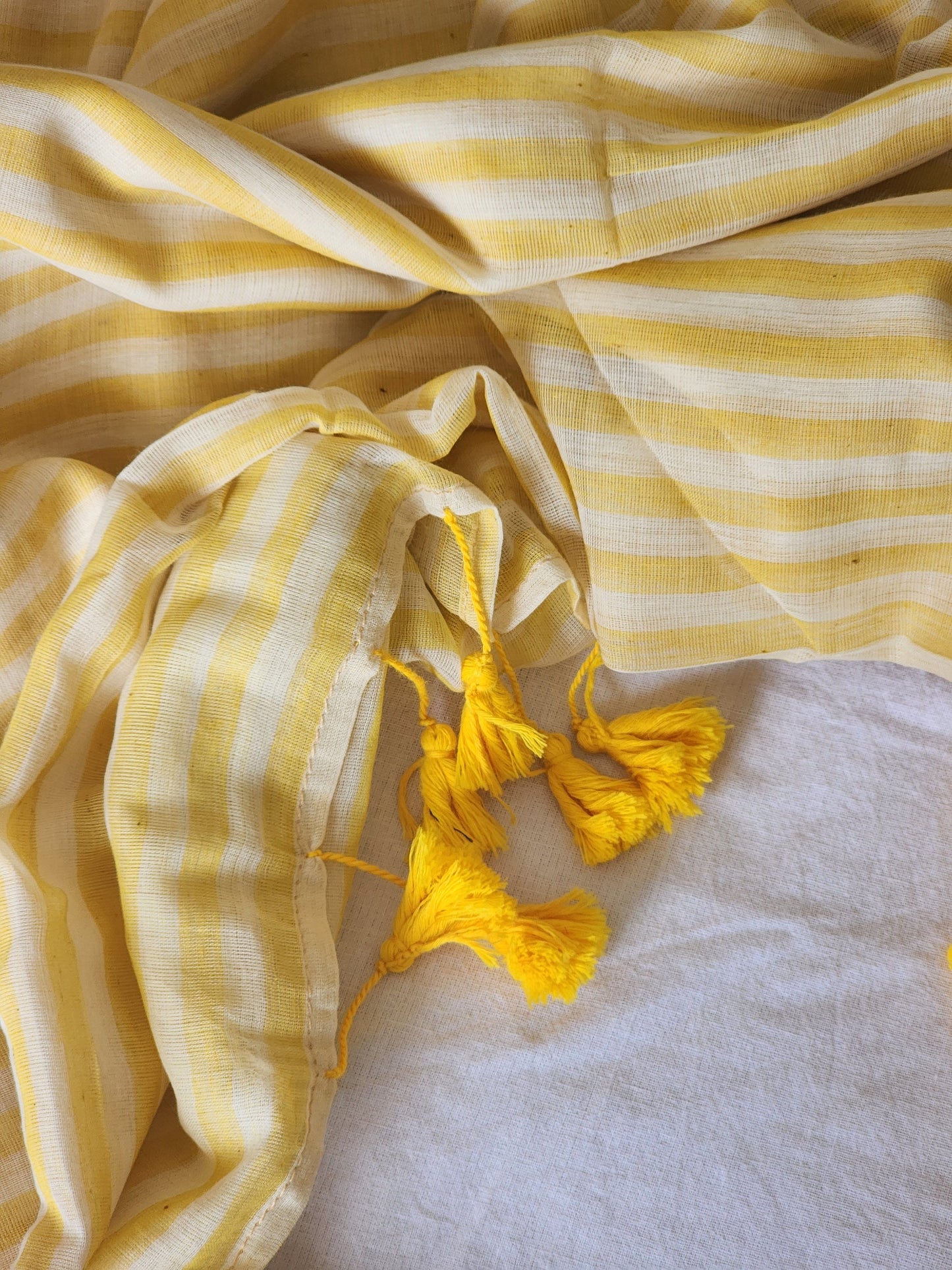Light Yellow Cotton Handloom Saree