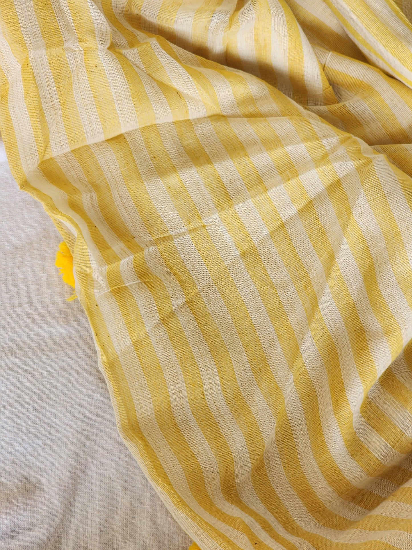 Light Yellow Cotton Handloom Saree