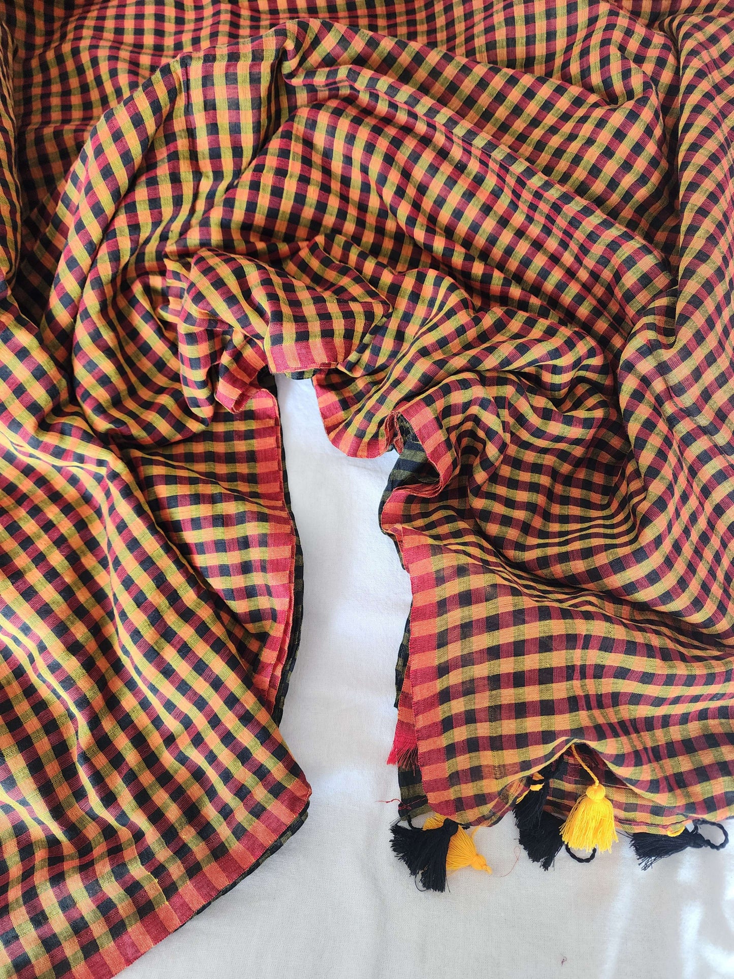Black & Yellow Cotton Handloom Saree
