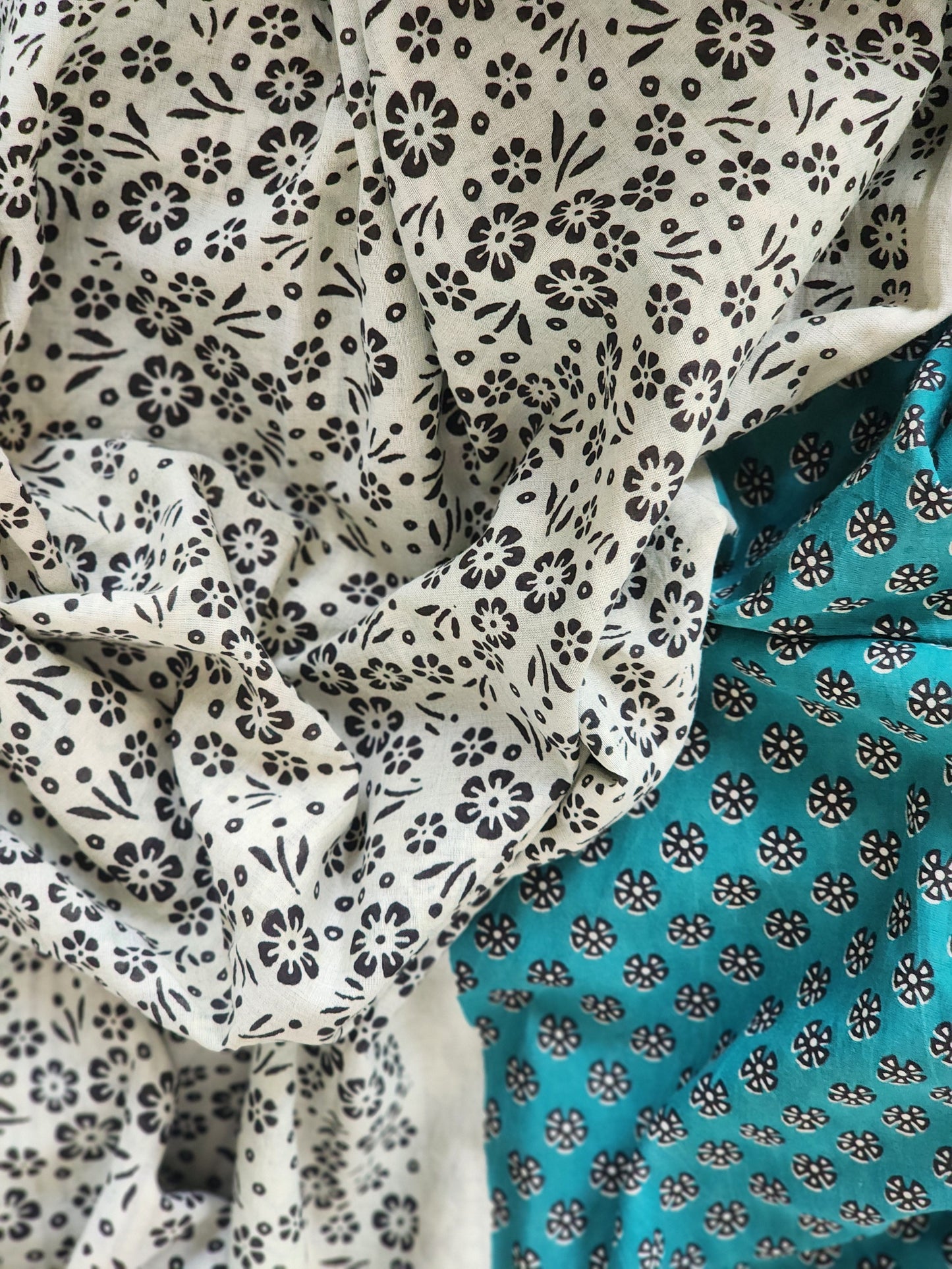 Green handblock cotton saree