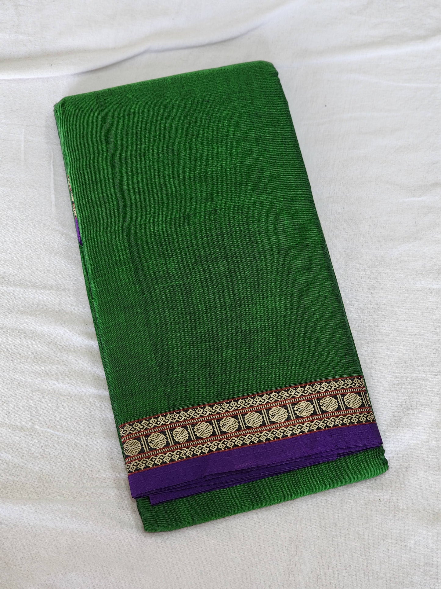 Green cotton saree