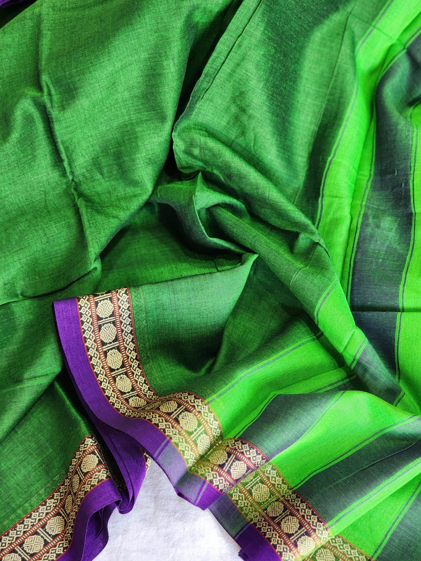 Green cotton saree