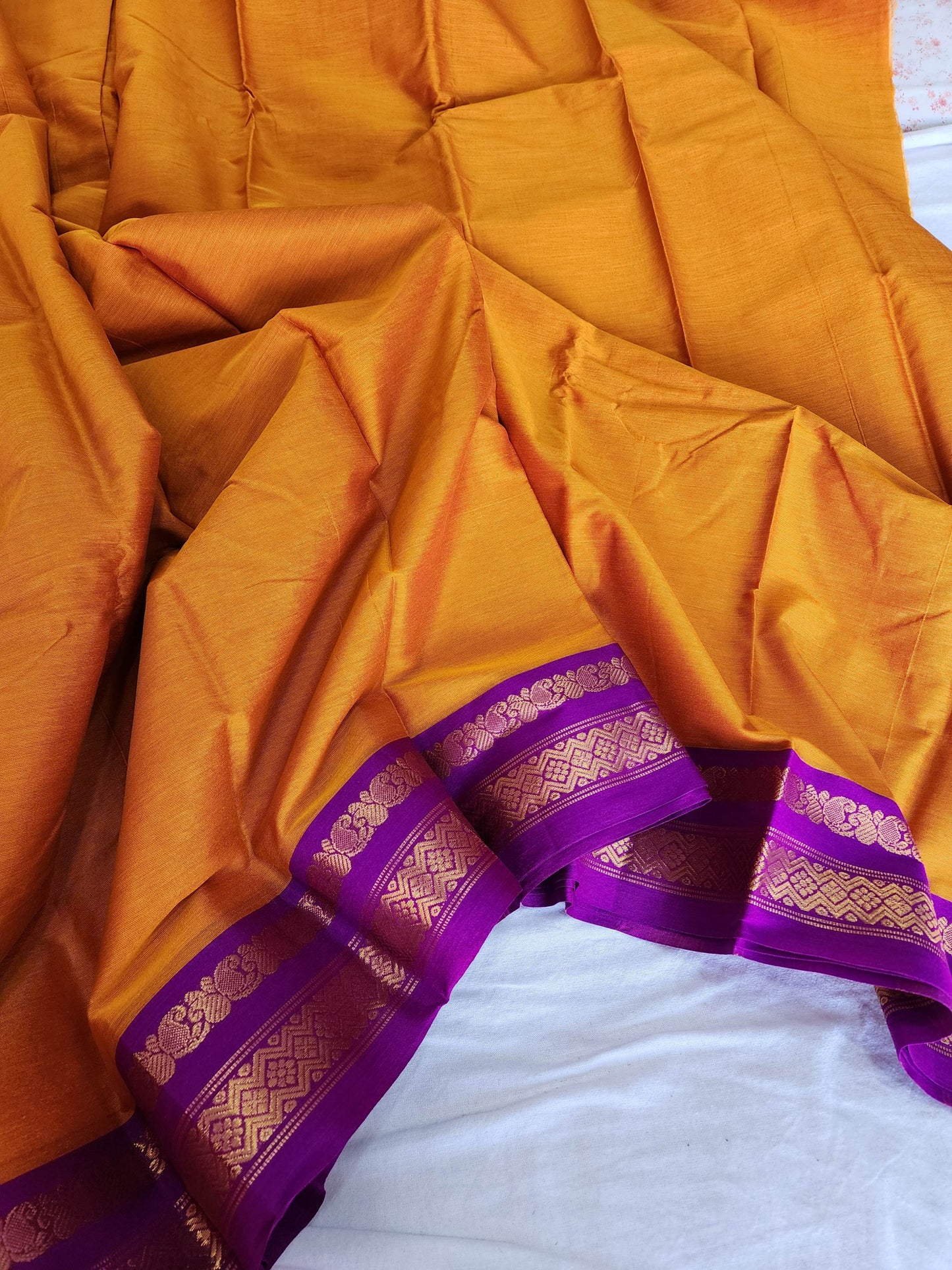 Mustard Gadwal Silk Cotton Saree