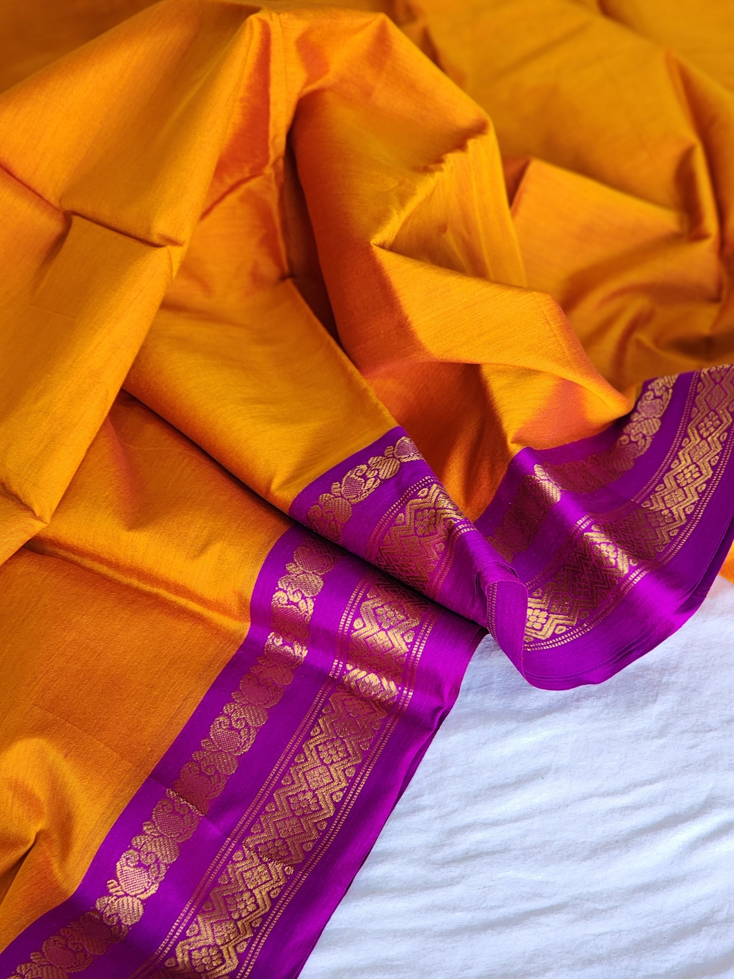 Mustard Gadwal Silk Cotton Saree