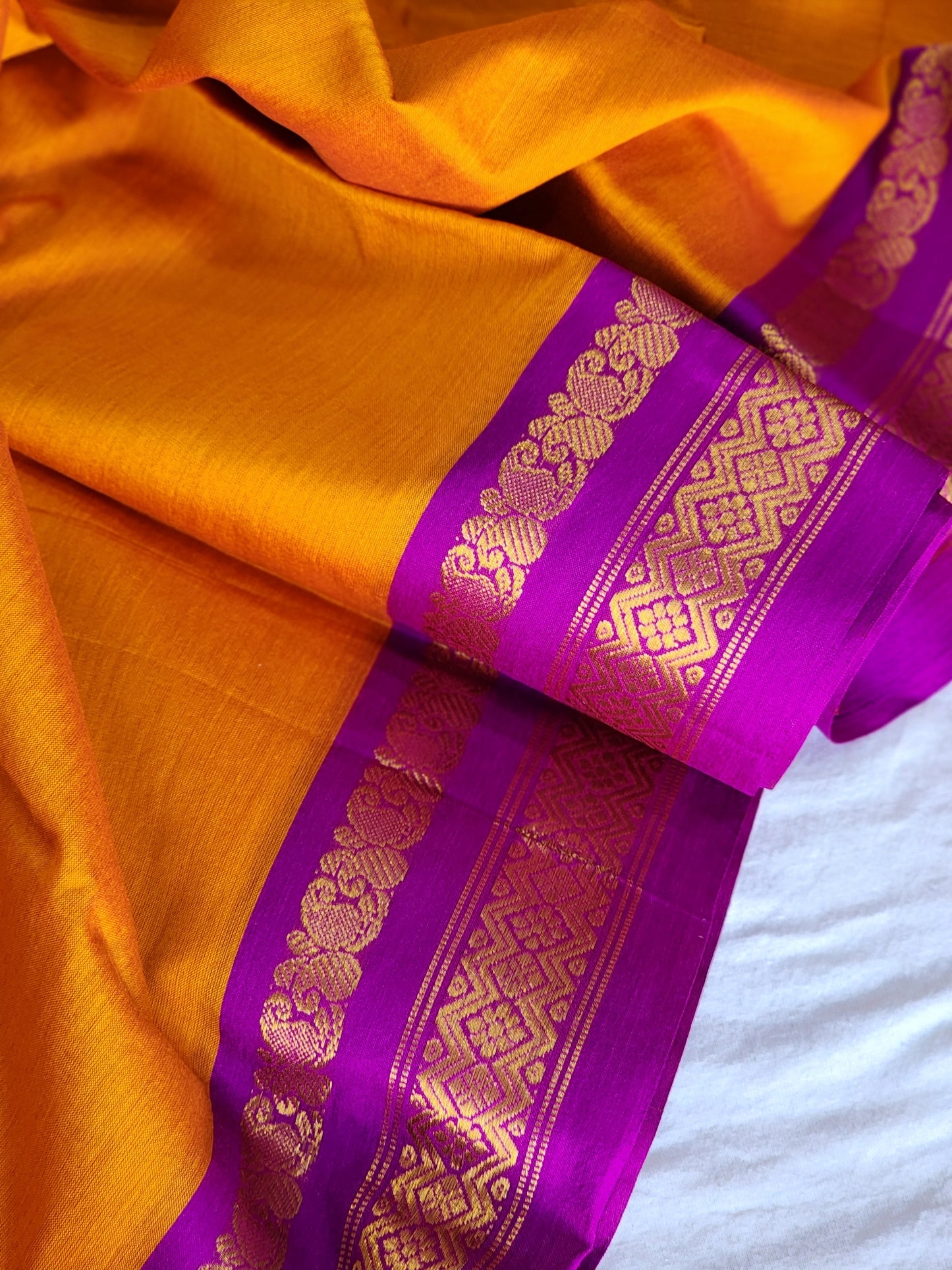 Mustard Gadwal Silk Cotton Saree