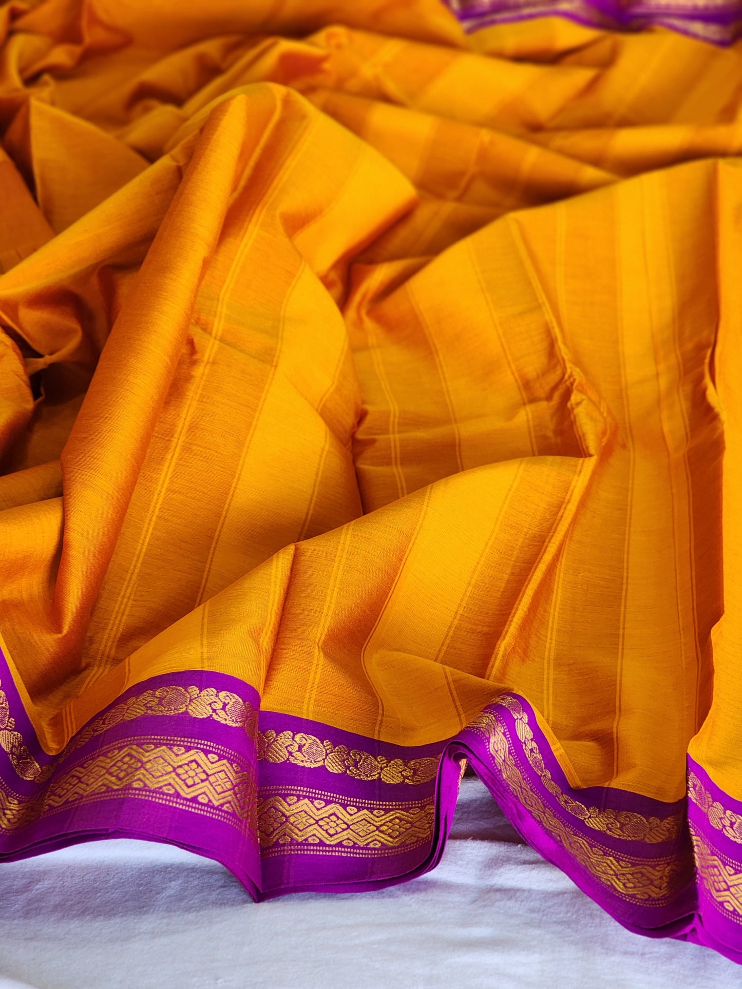 Mustard Gadwal Silk Cotton Saree