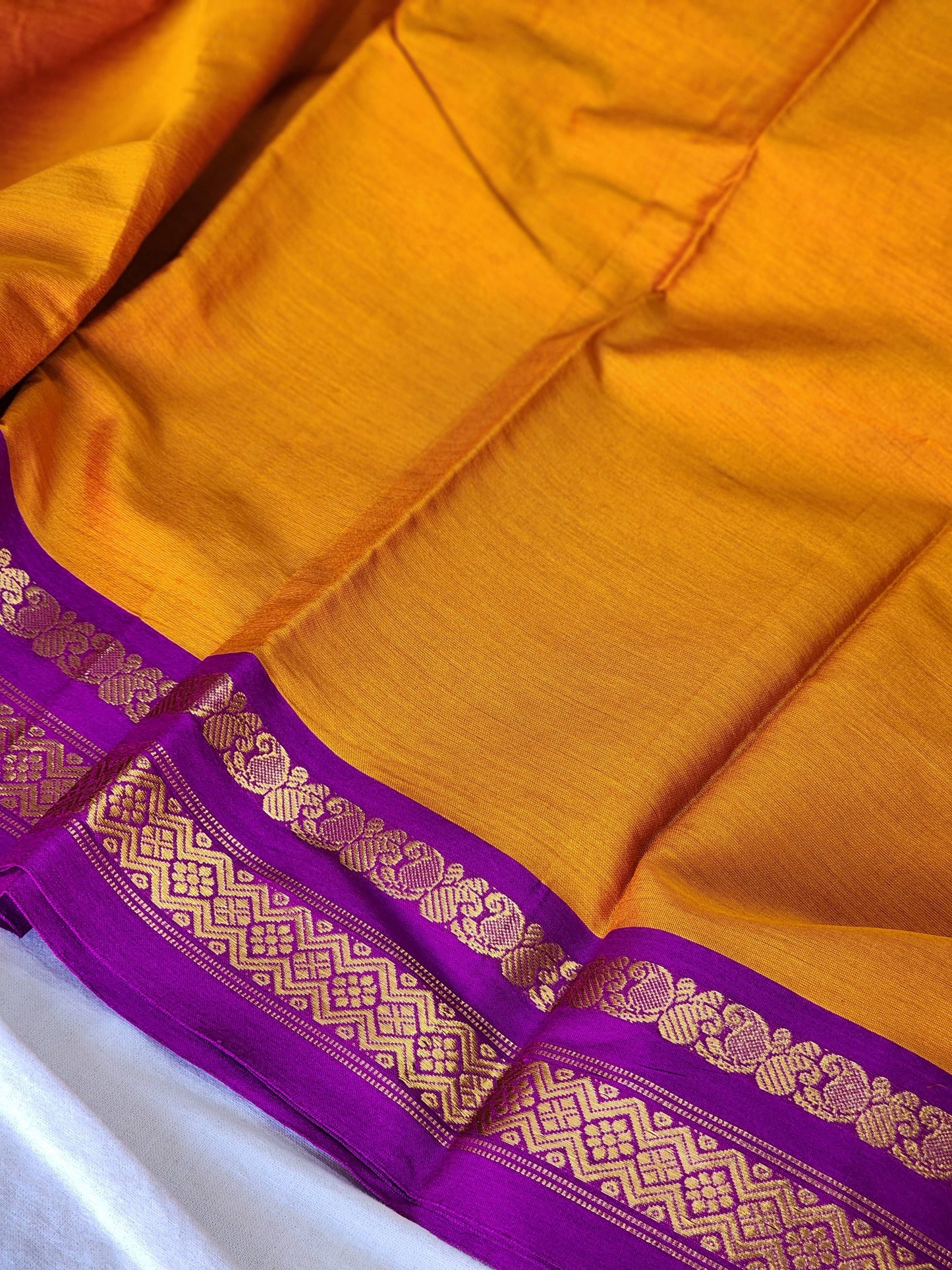 Mustard Gadwal Silk Cotton Saree