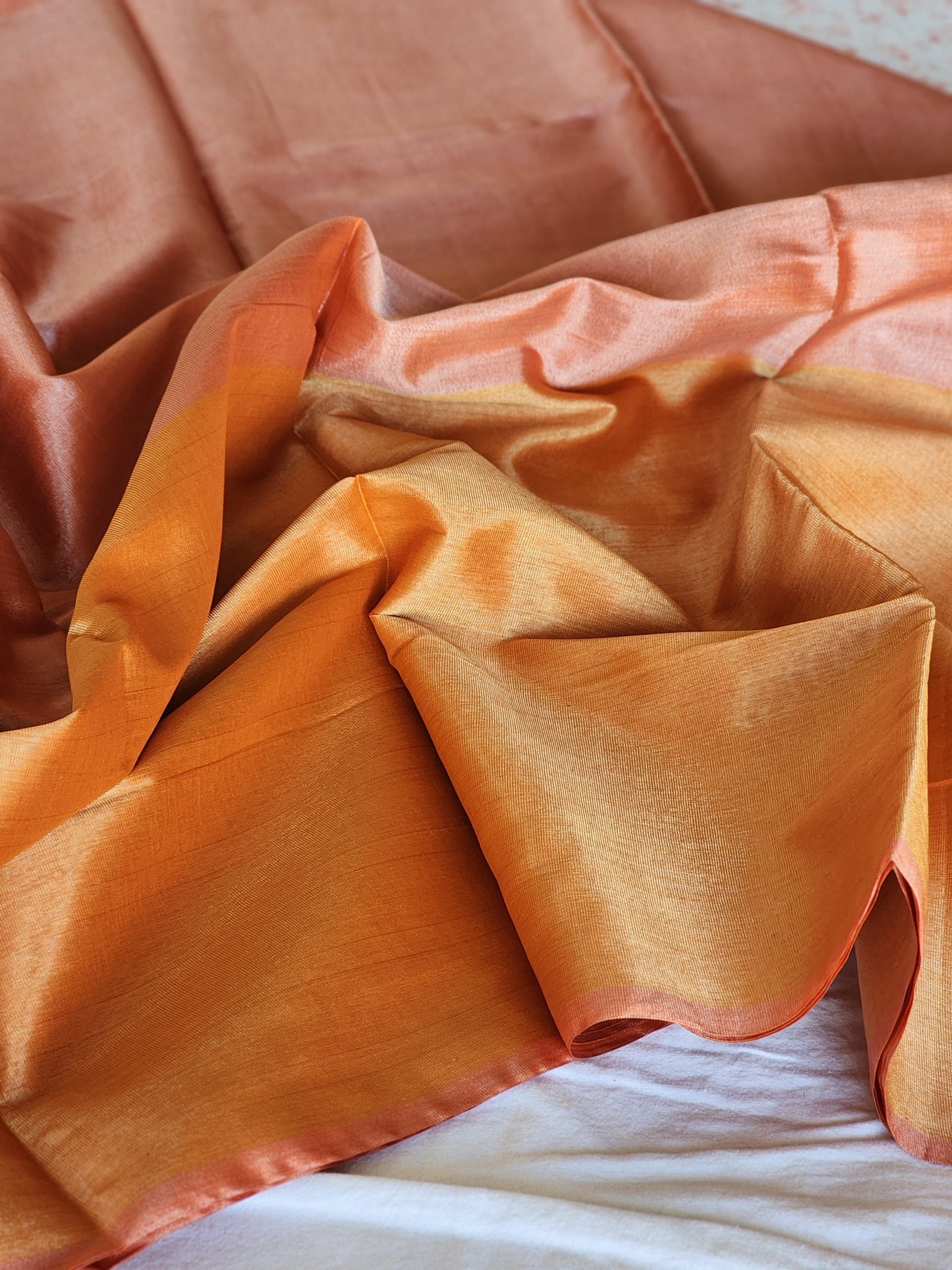 Orange & Pink tissue saree