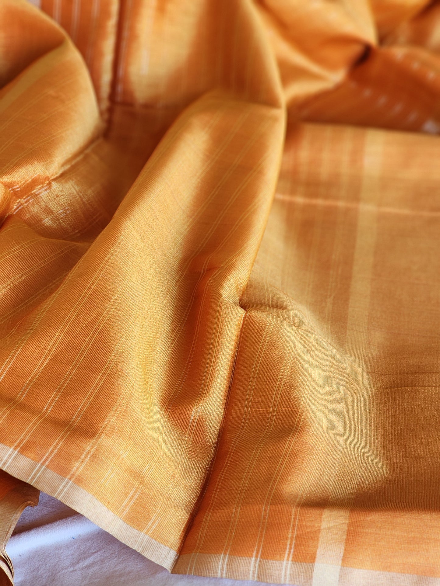 Metallic peach tissue saree