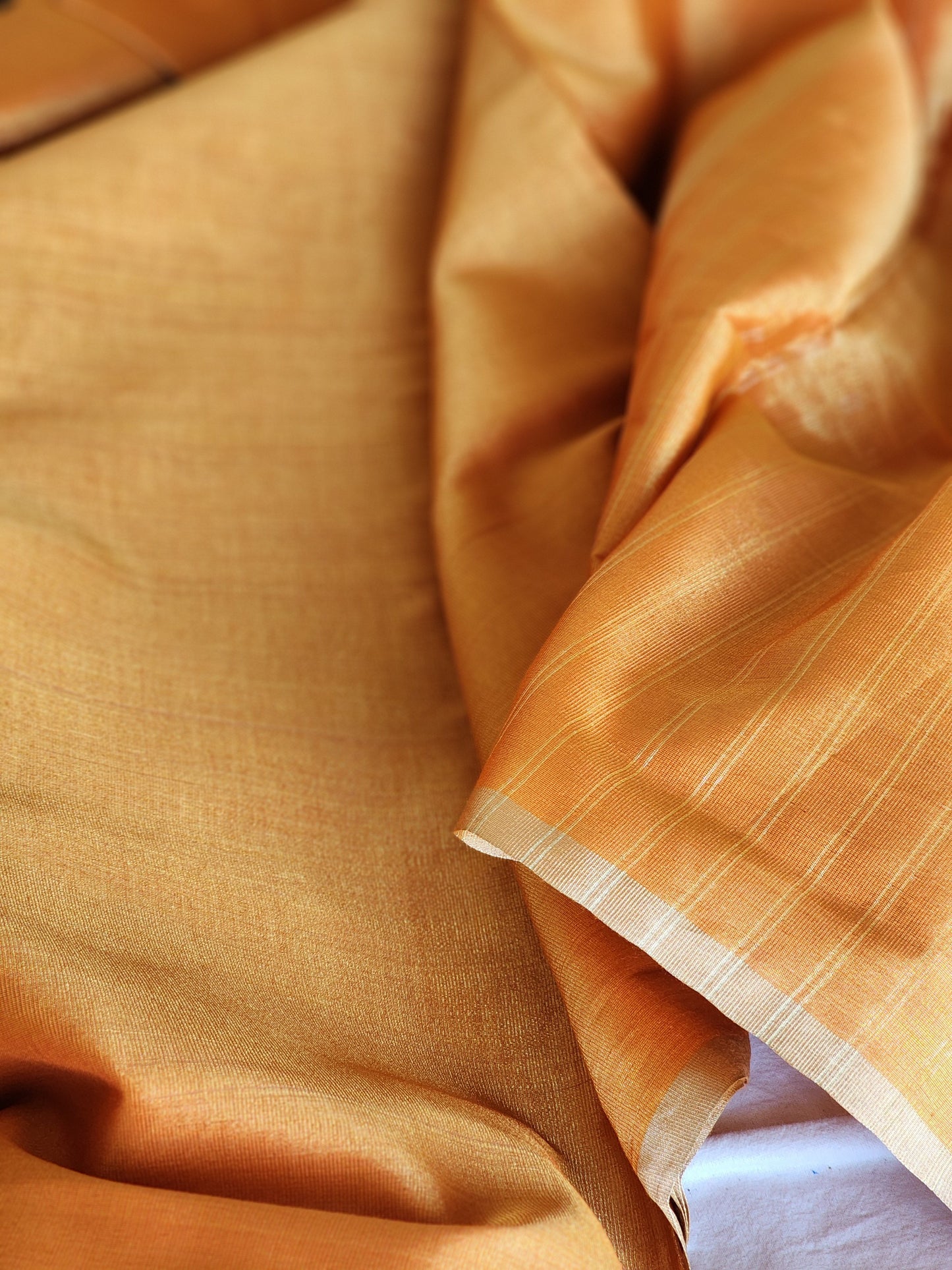 Metallic peach tissue saree