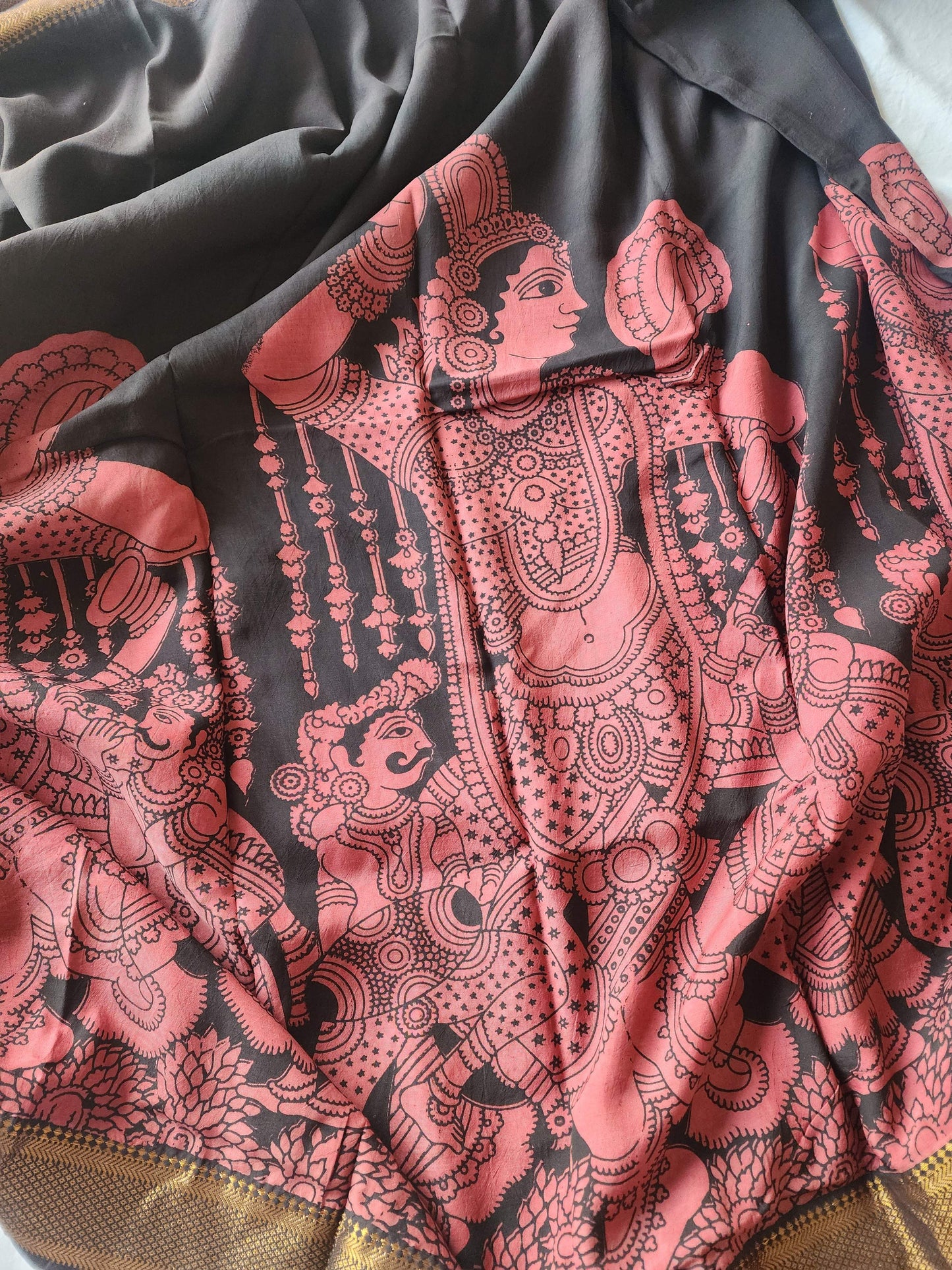 Black Kalamkari Silk Saree