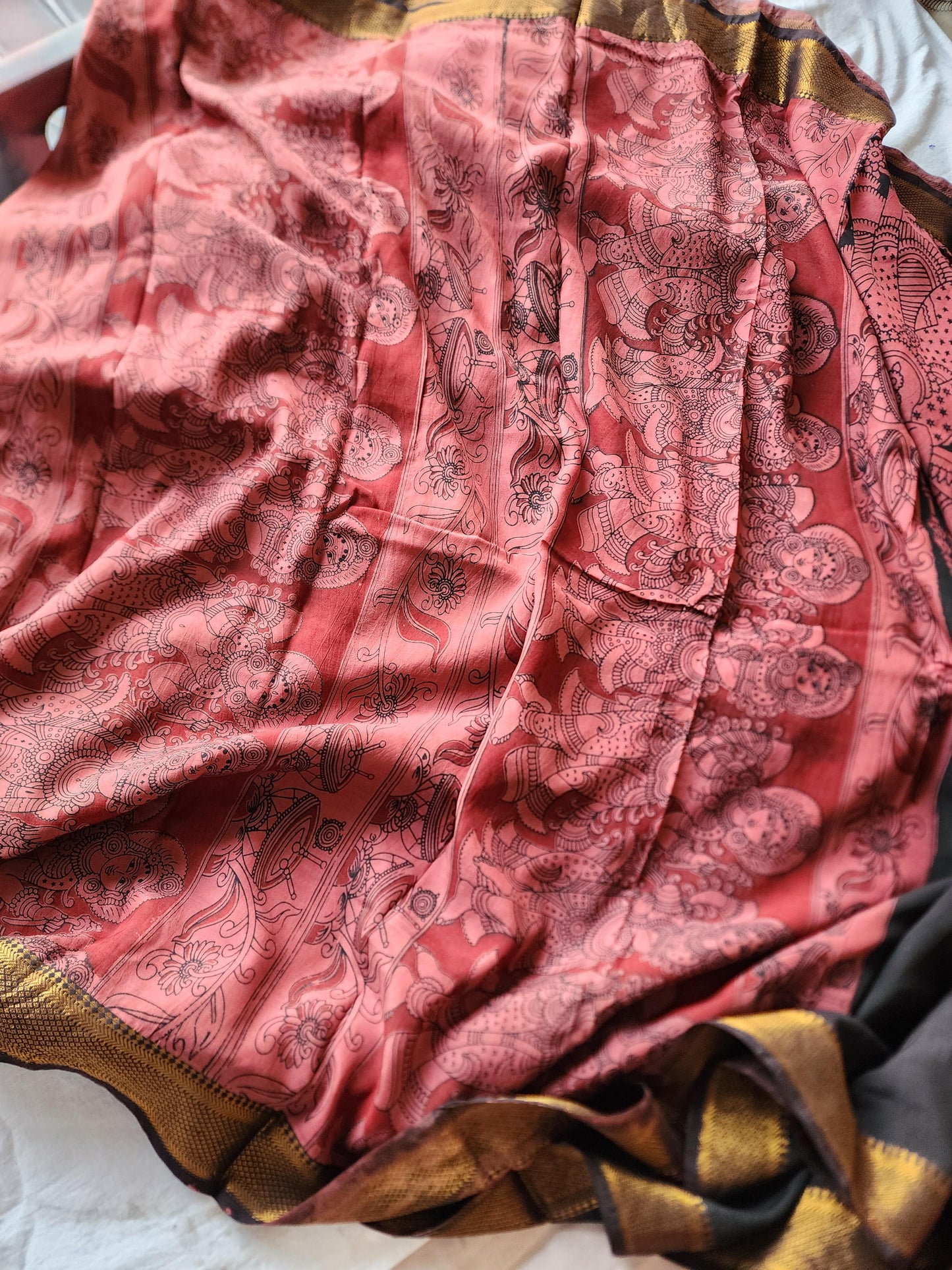 Black Kalamkari Silk Saree
