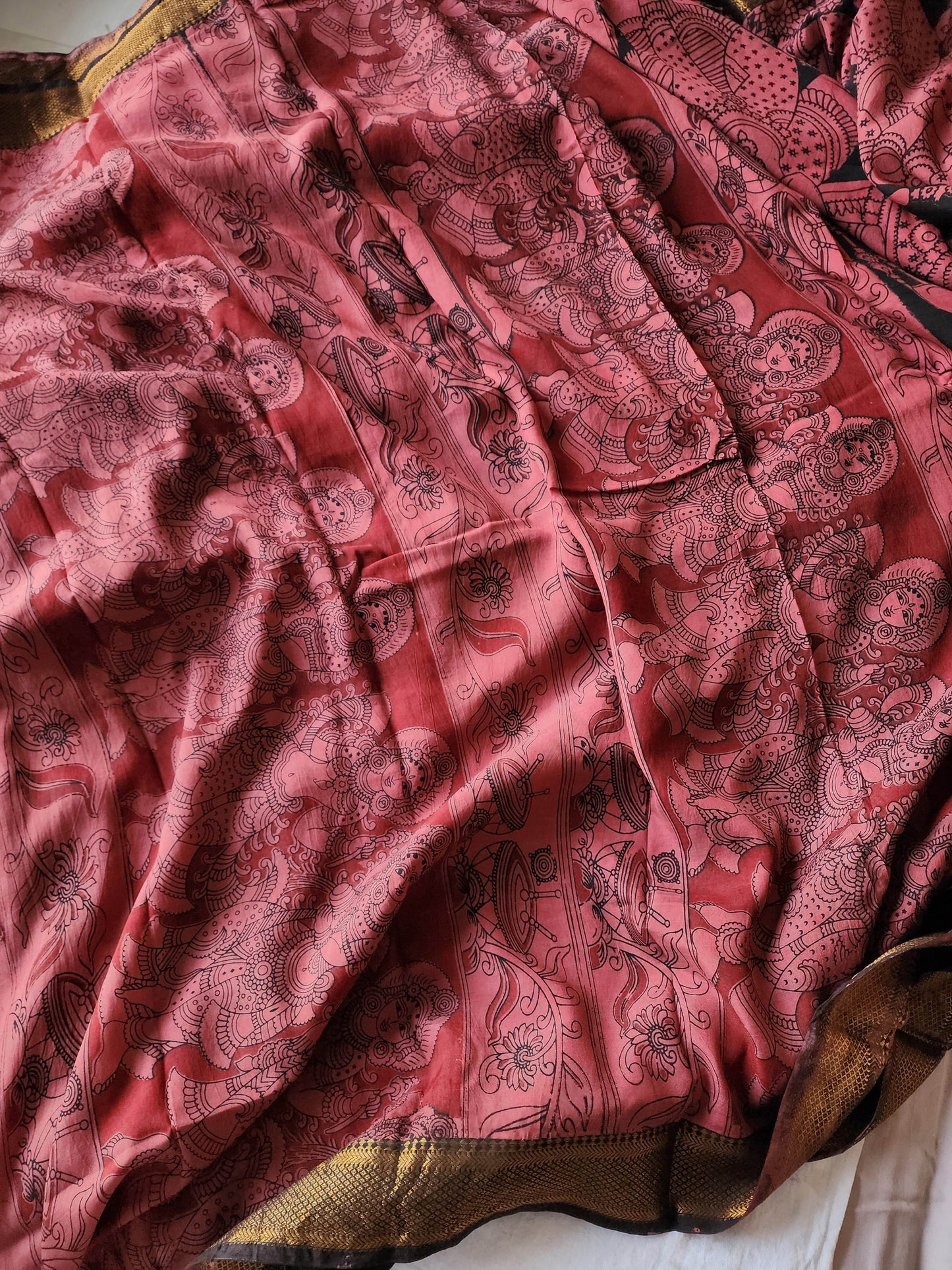 Black Kalamkari Silk Saree