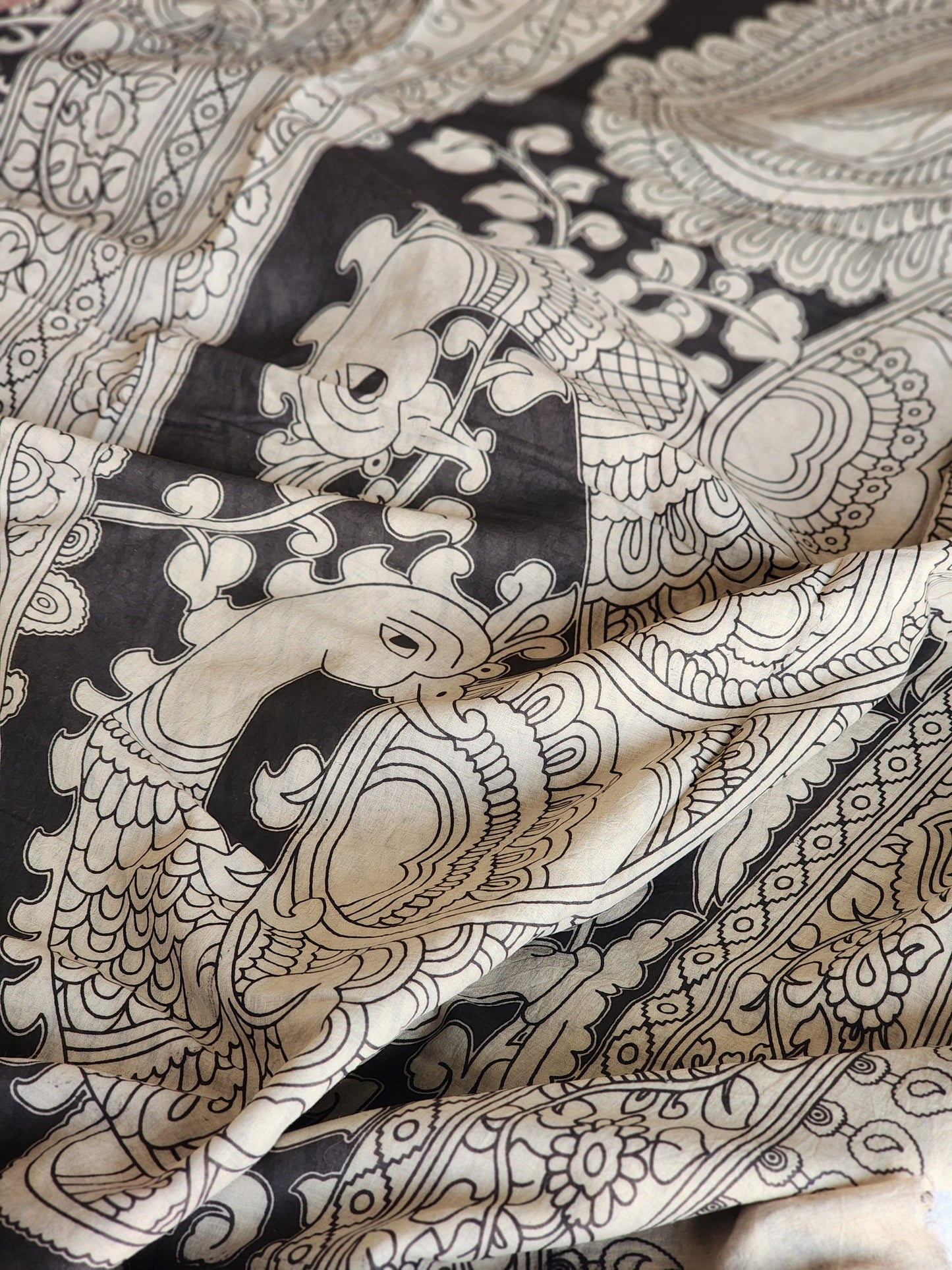 Black Kalamkari Cotton Saree