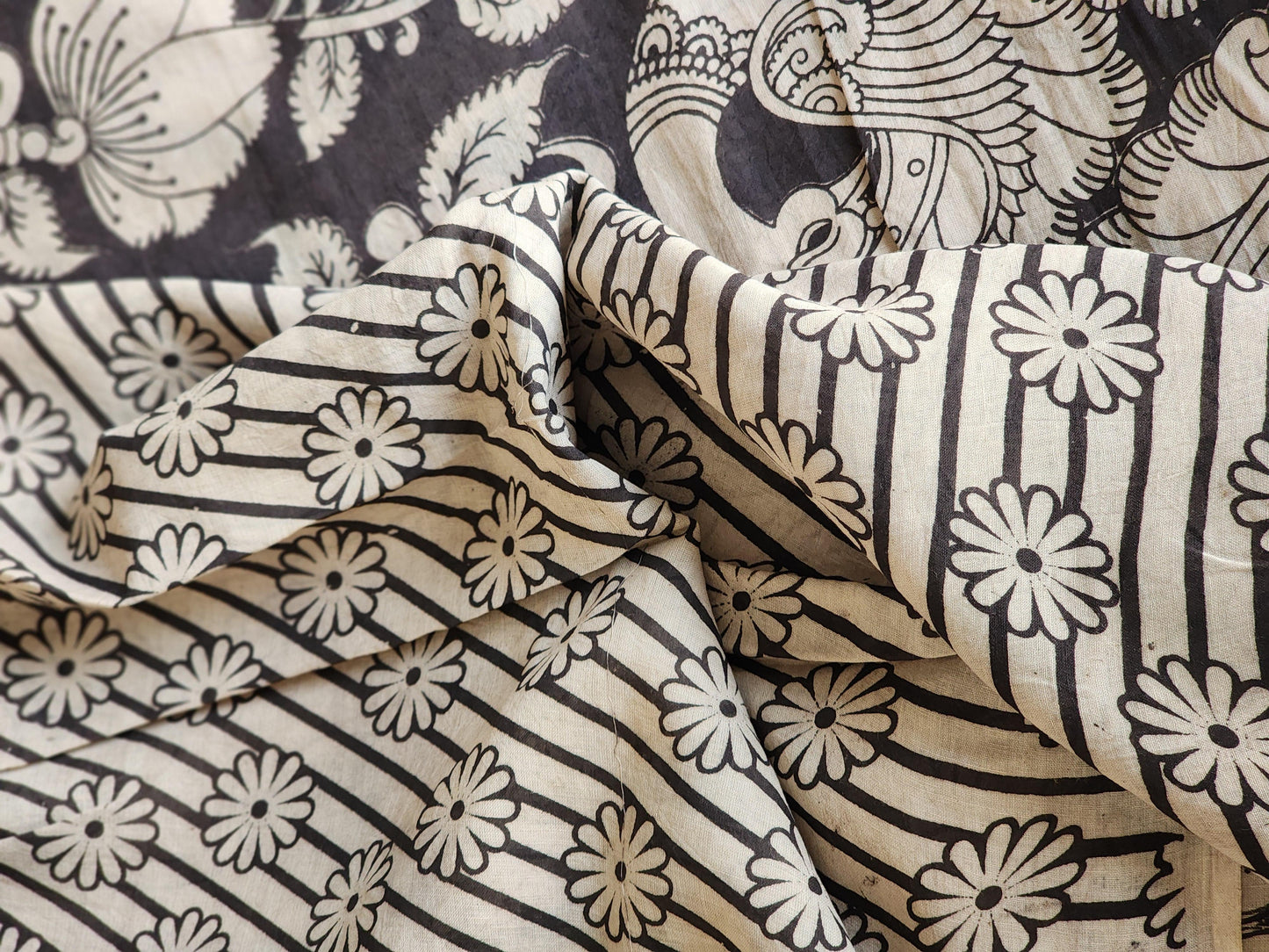 Black Kalamkari Cotton Saree