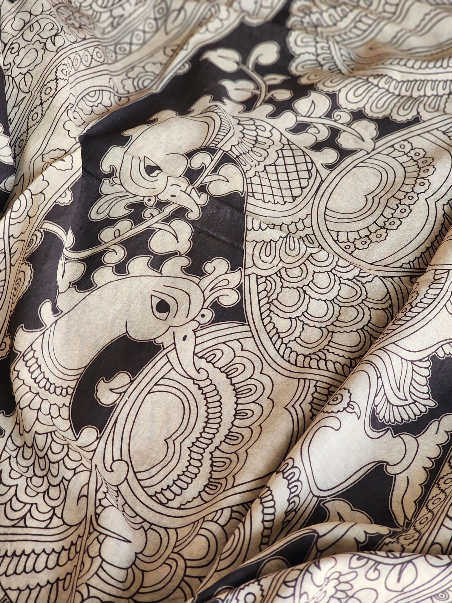Black Kalamkari Cotton Saree