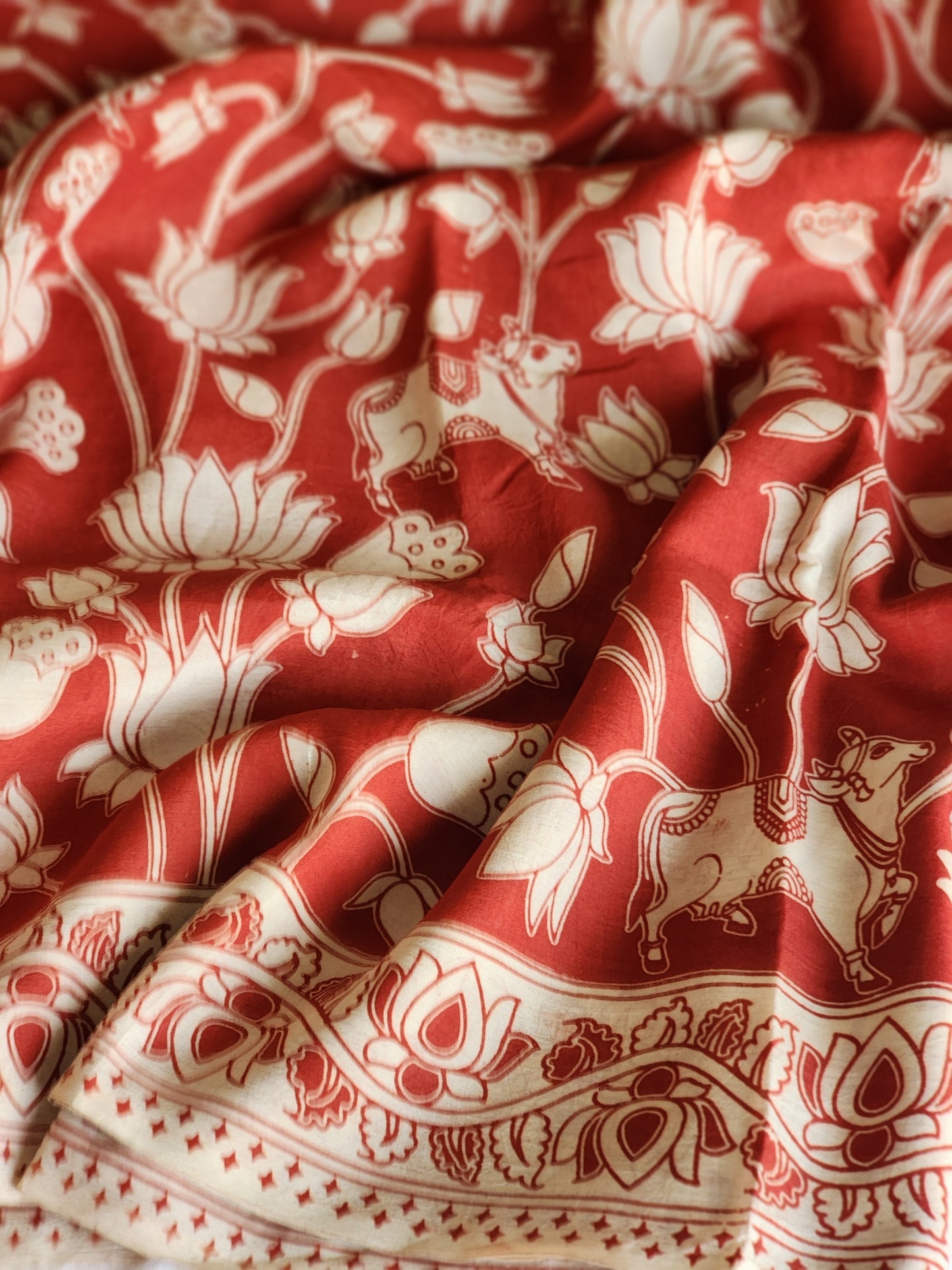 Red Kalamkari Silk Saree