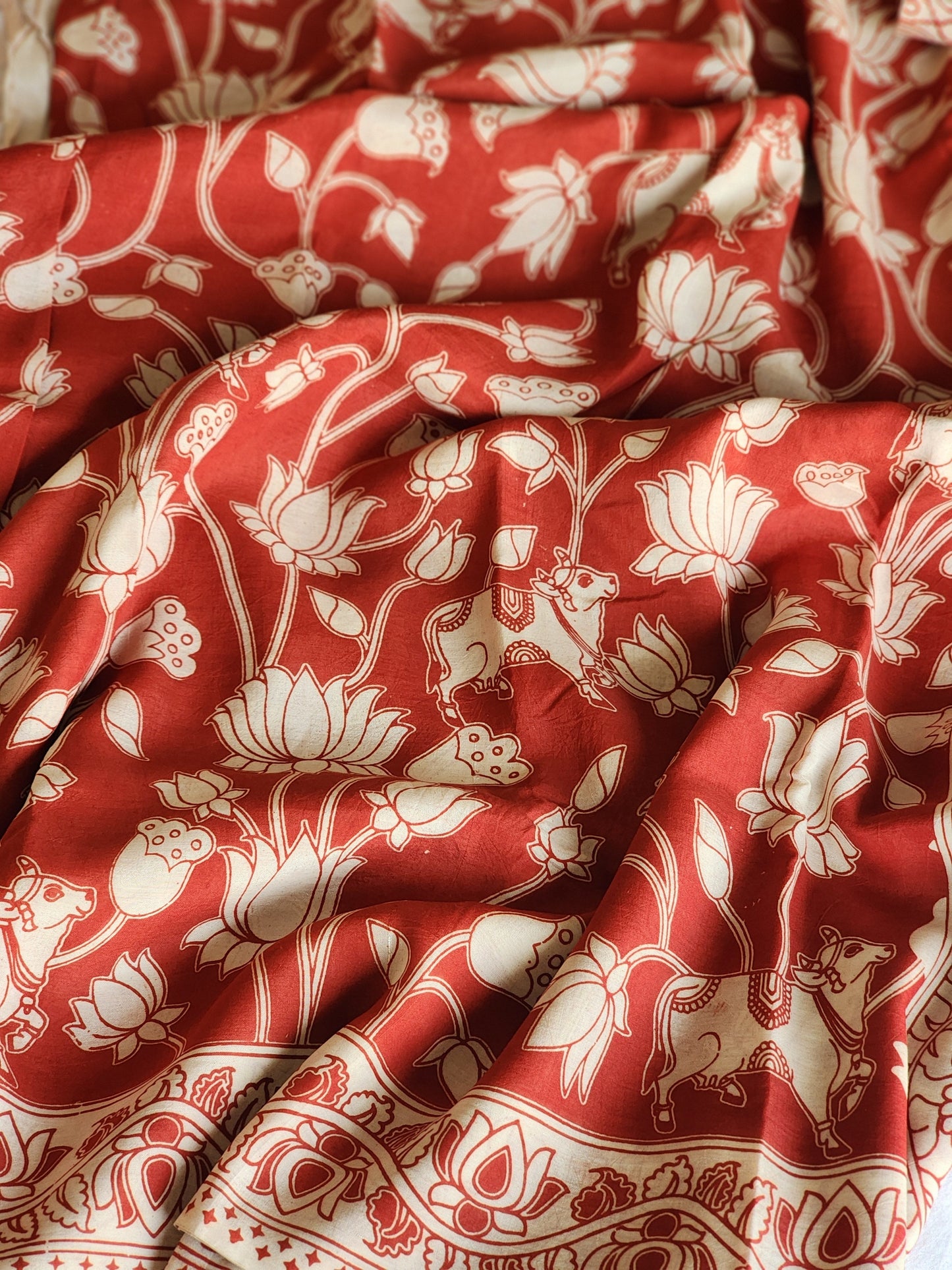 Red Kalamkari Silk Saree