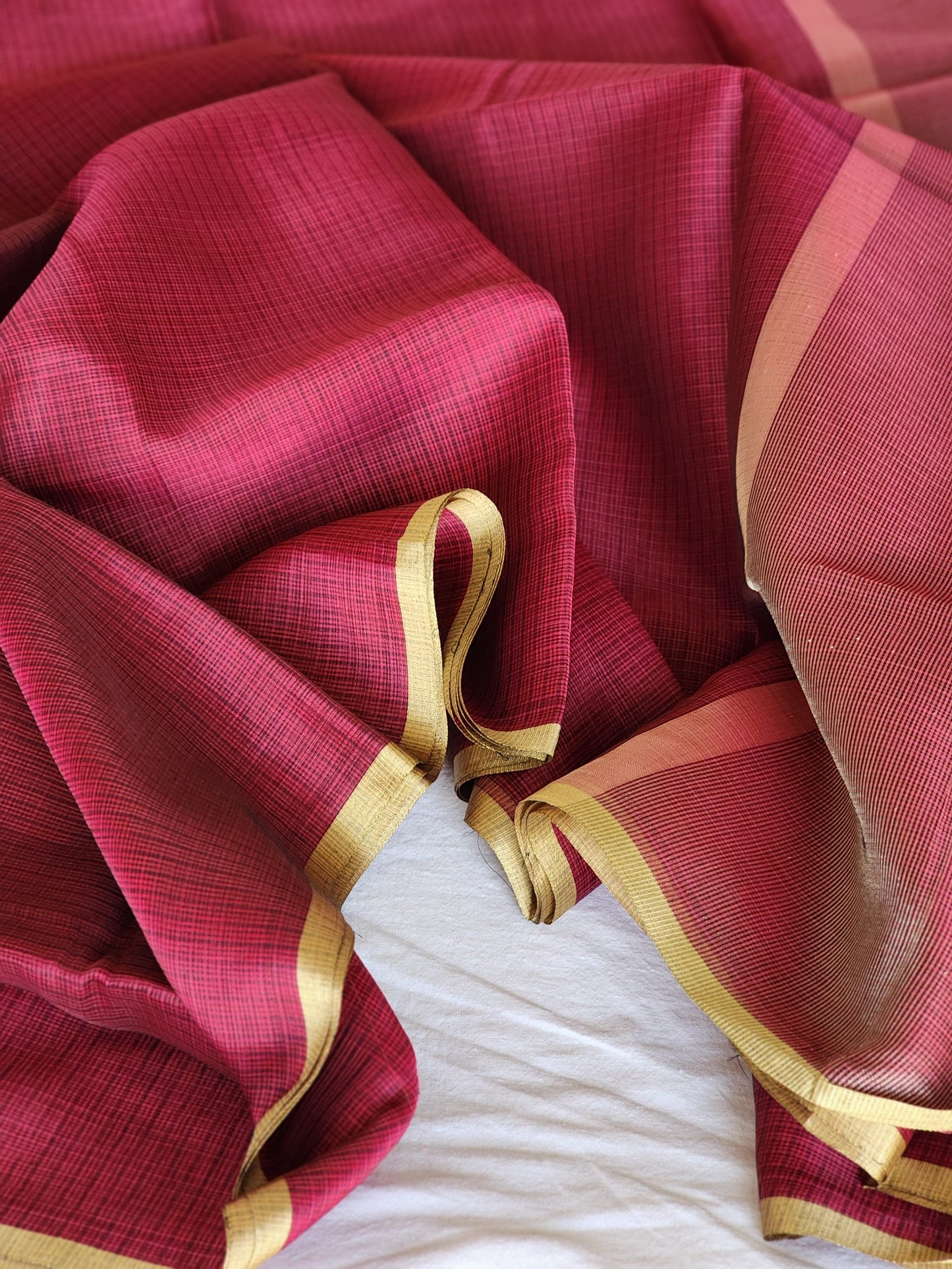 Maroon kota cotton saree