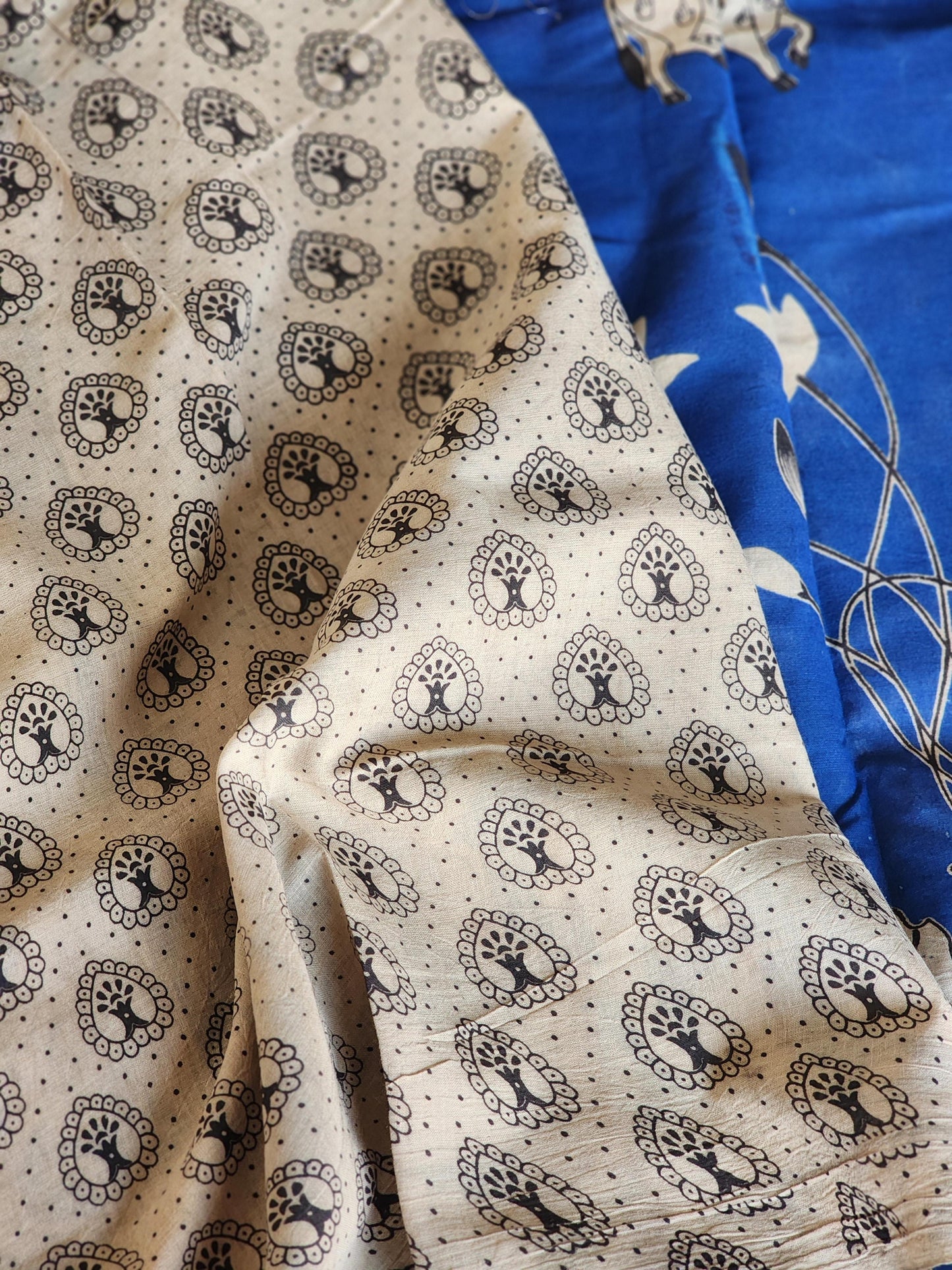 Blue Kalamkari Cotton Saree