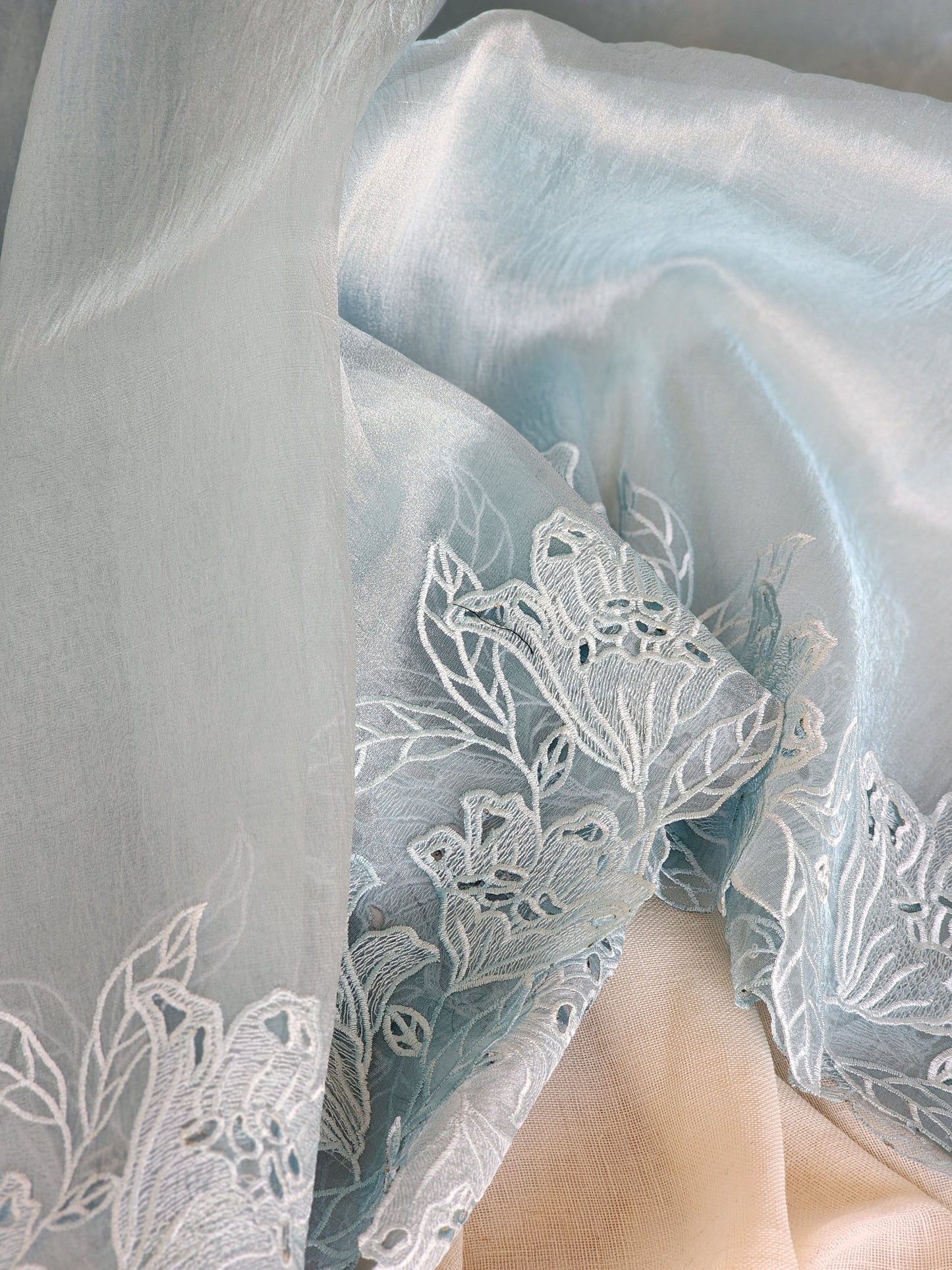 Light Blue Glass Tissue Saree