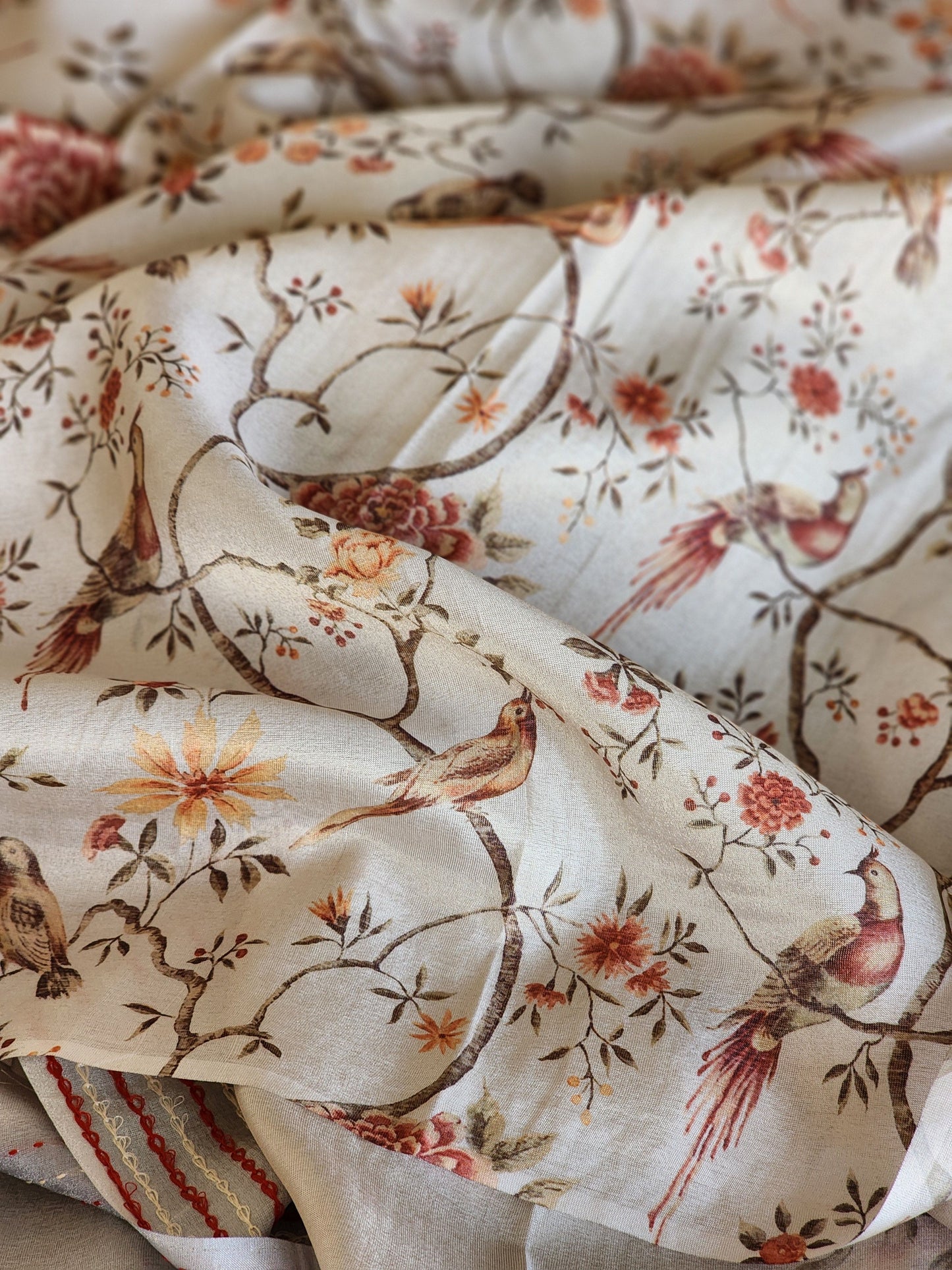 Silver Crepe Tissue Saree