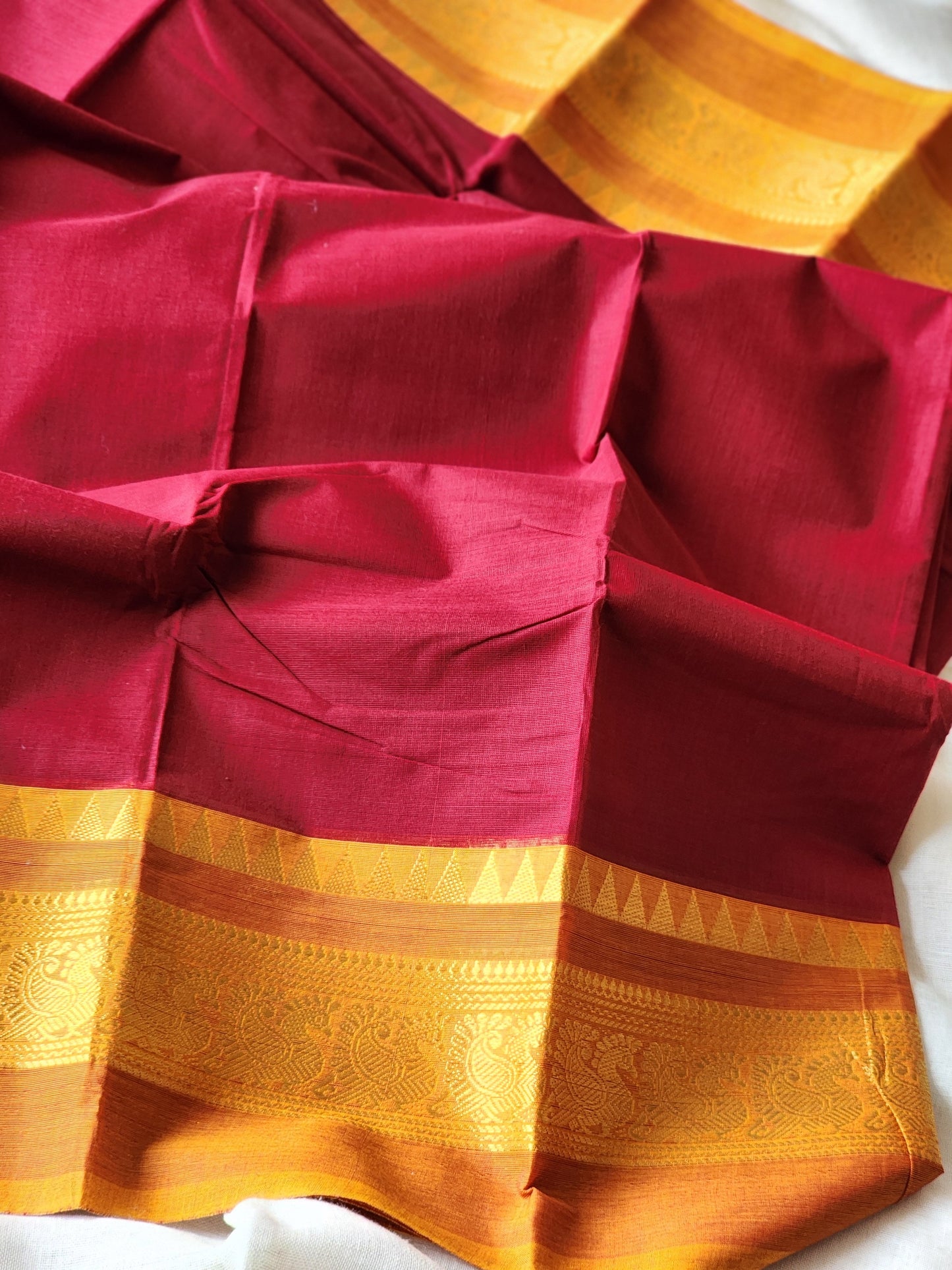 Maroon chettinad cotton saree