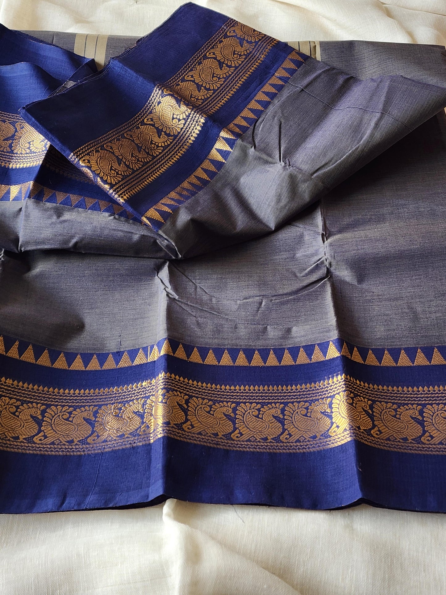Grey chettinad cotton saree
