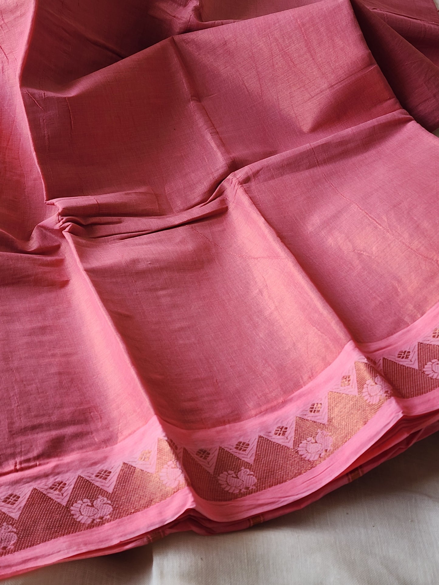 Pink sungudi cotton tissue saree
