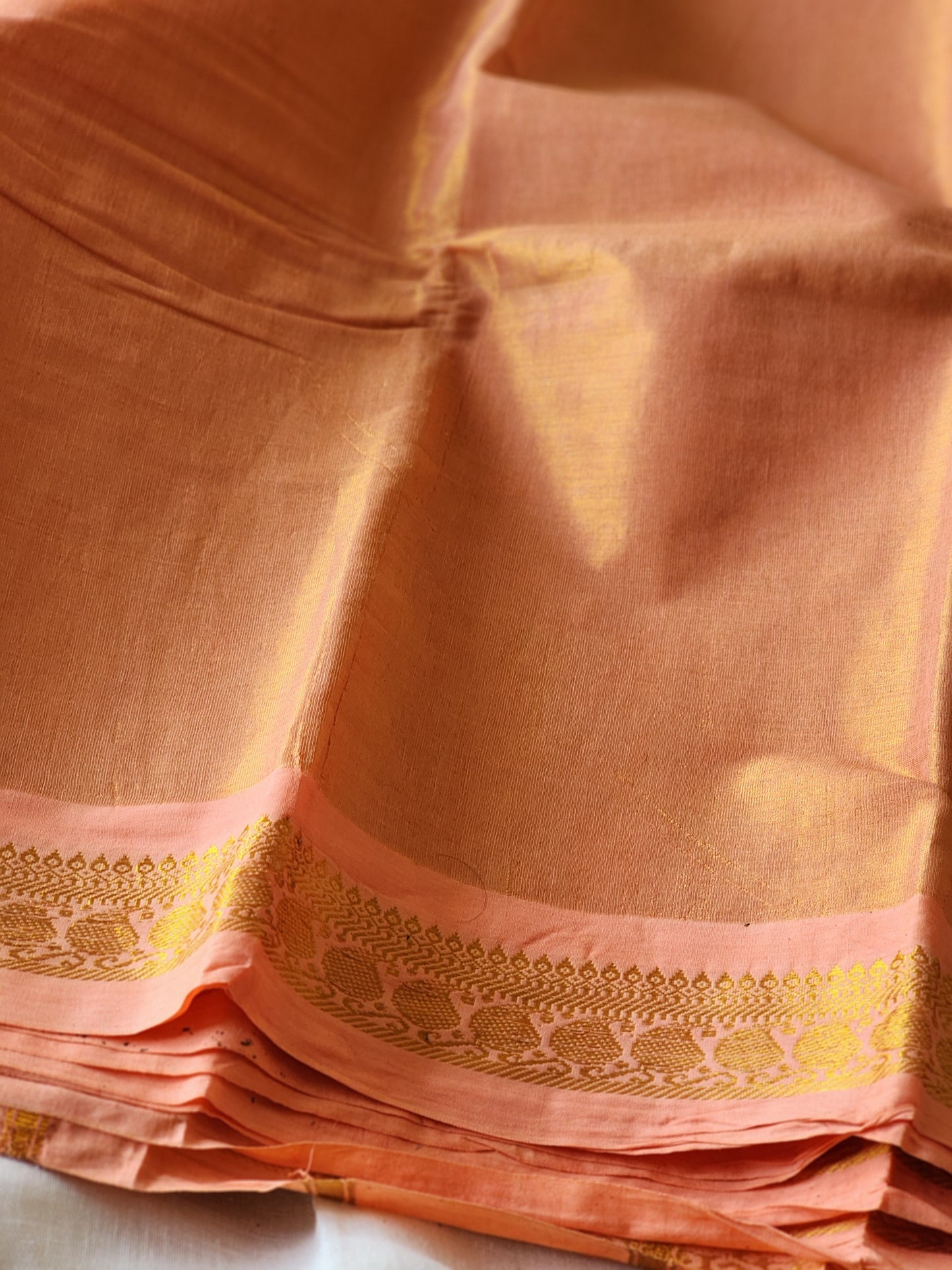 Peach sungudi cotton tissue saree