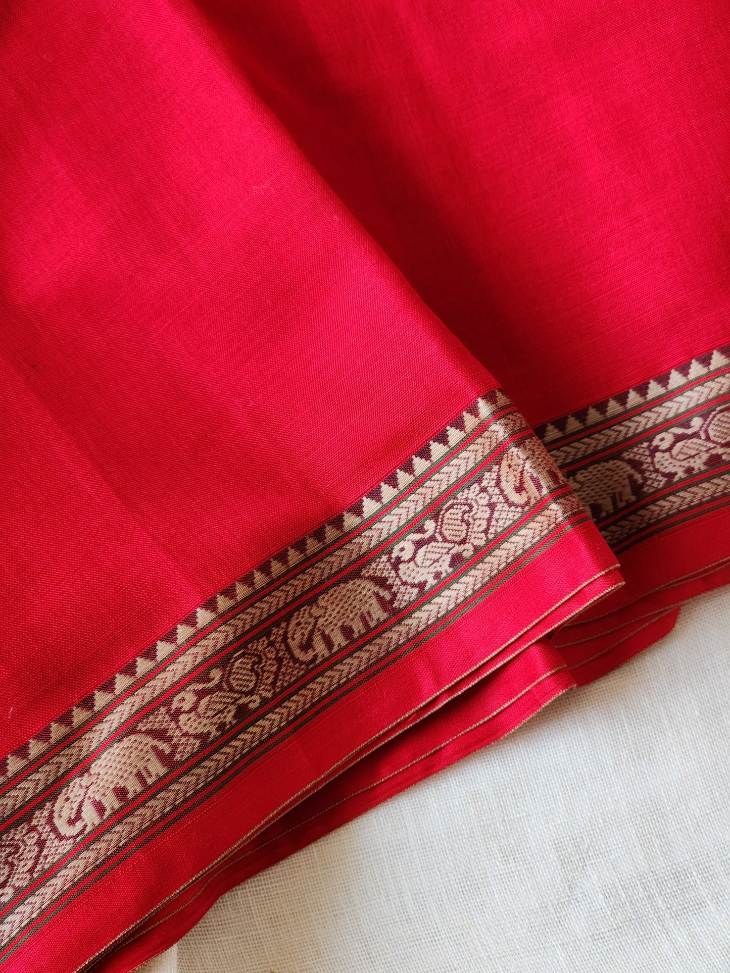 Red narayanpet cotton saree