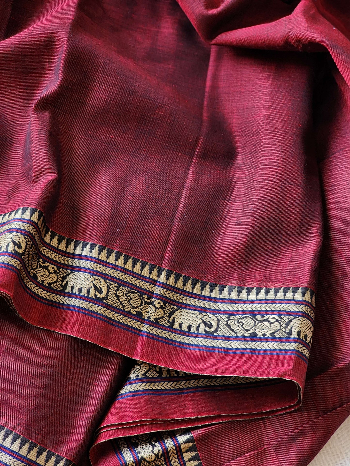Maroon narayanpet cotton saree