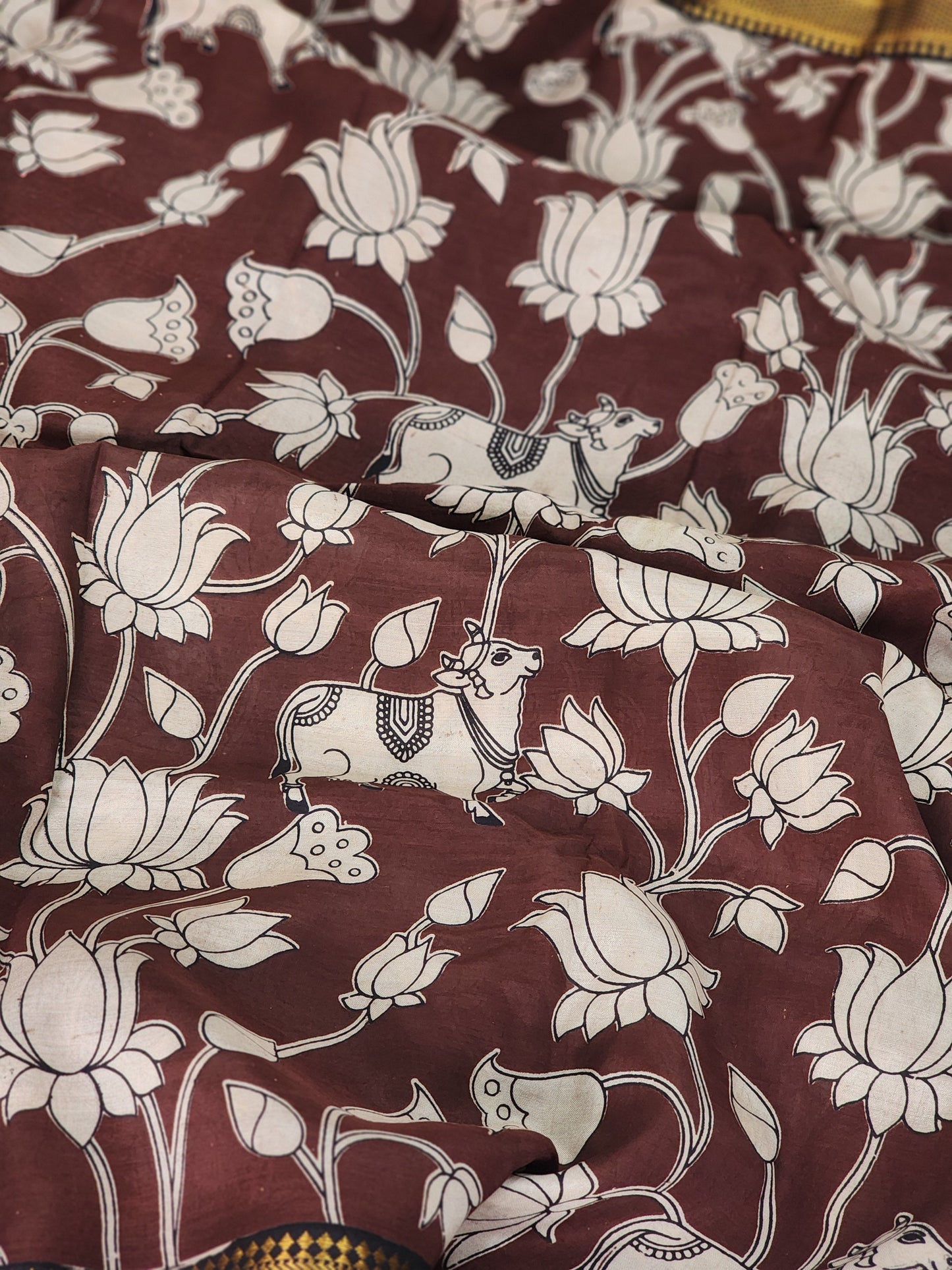 Brown Kalamkari Silk Saree