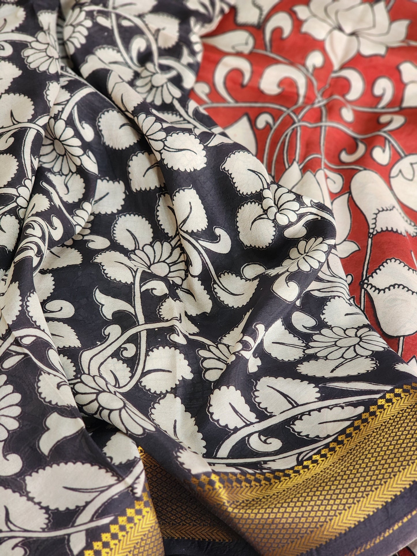 Red Kalamkari Silk Saree